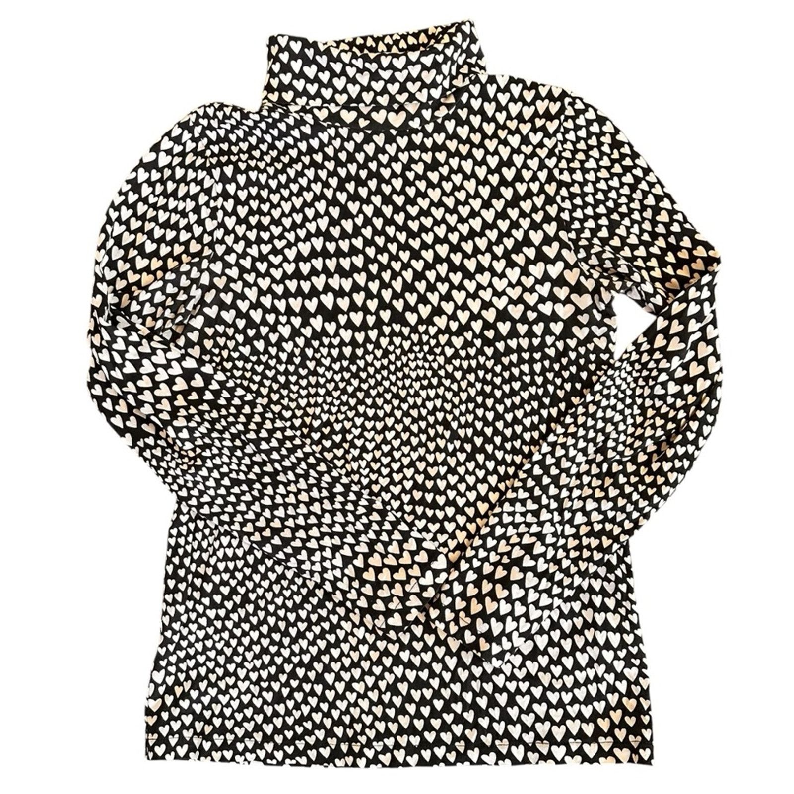 J.Crew J.Crew Heart Patterned Turtleneck – Black/White – Size S Size S / US 4 / IT 40 - 1 Thumbnail