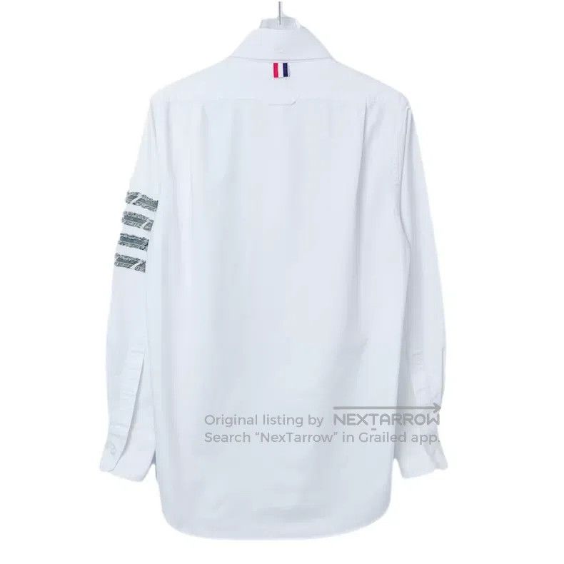Thom Browne Thom Browne White classic four-bar cotton shirt with a tur Size US XS / EU 42 / 0 - 2 Thumbnail