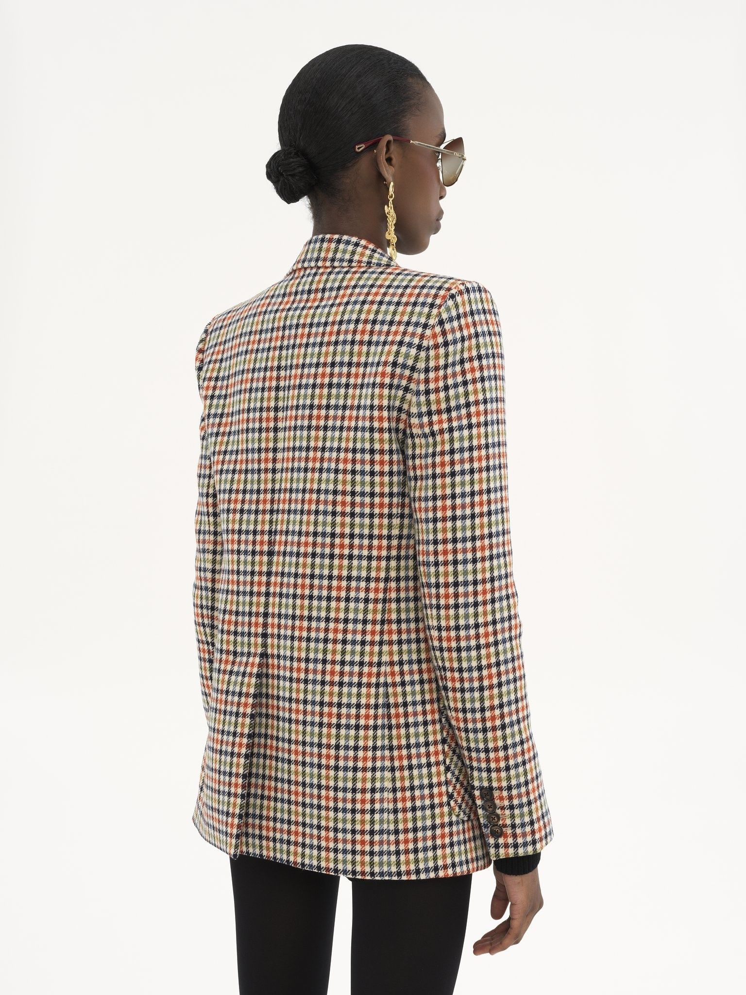 Chloe o1loc1c11125 Check Wool Tailored Jacket in Multicolor Size L / US 10 / IT 46 - 4 Thumbnail