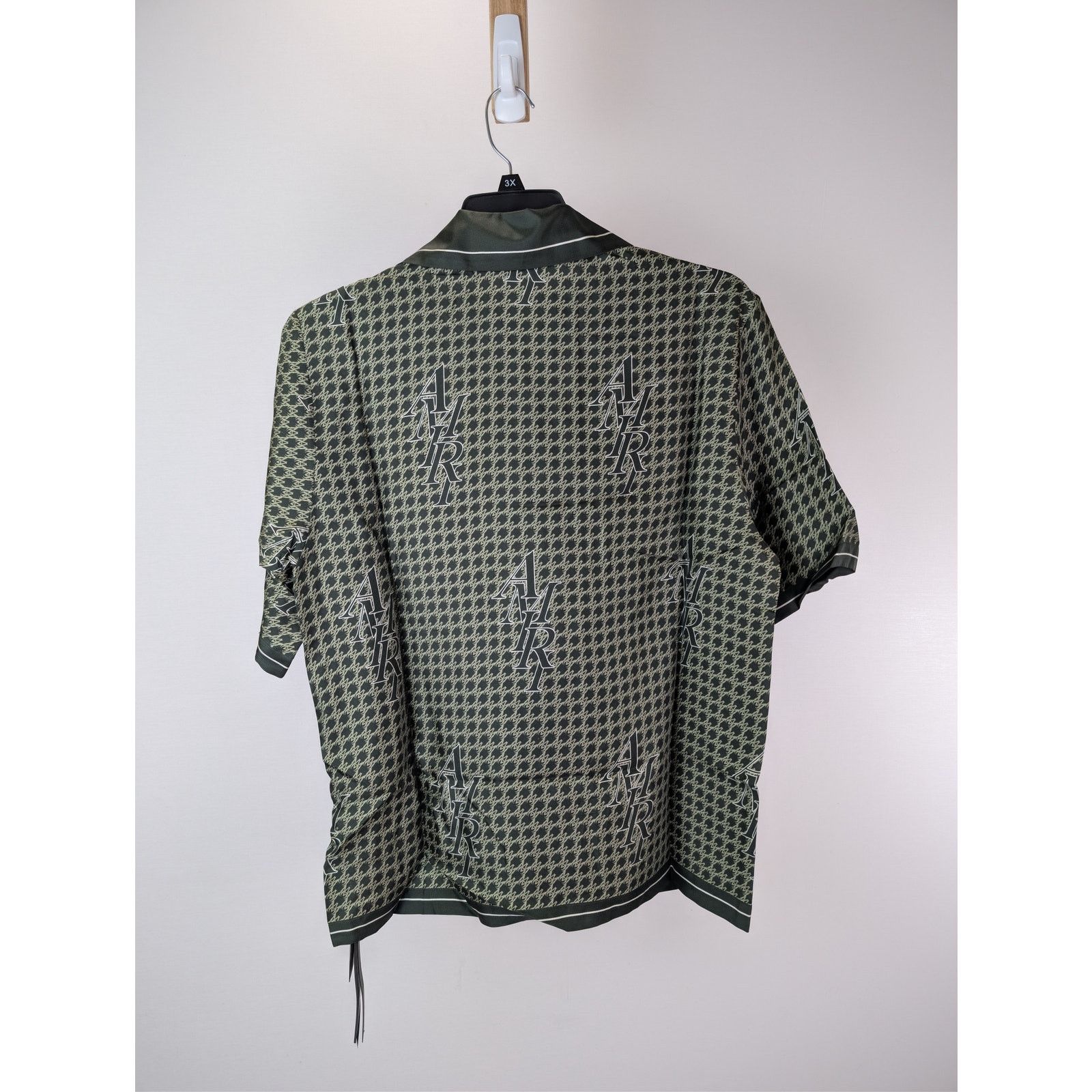 Amiri o1rshd1 Amiri Houndstooth Bowling Shirt in Rain Forest Size US M / EU 48-50 / 2 - 10 Thumbnail