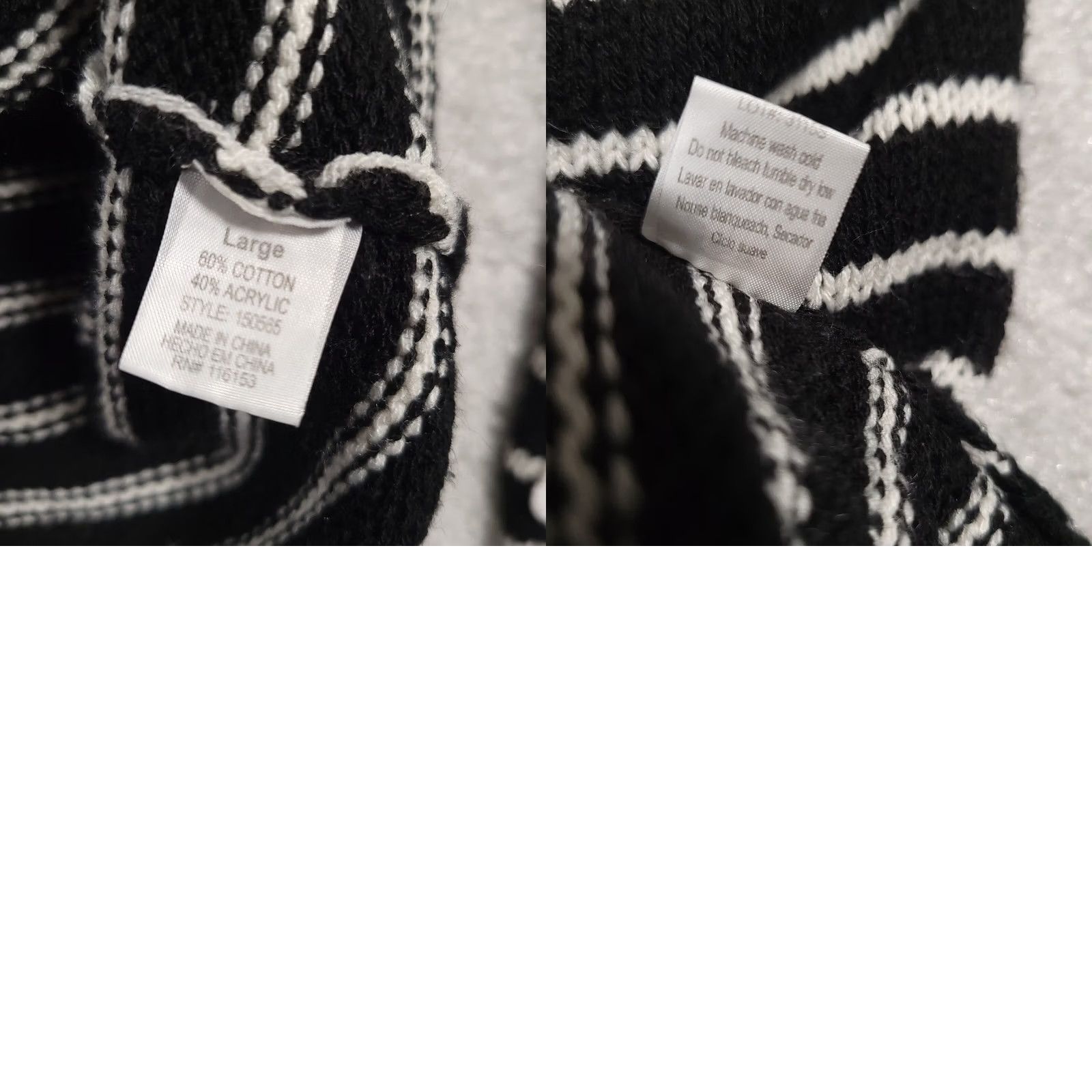 Vintage Poof Apparel Hooded Long Sleeve Knit Sweater Women’s Large Black White Stripe Pullover Knit Regular Size L Size L / US 10 / IT 46 - 9 Thumbnail