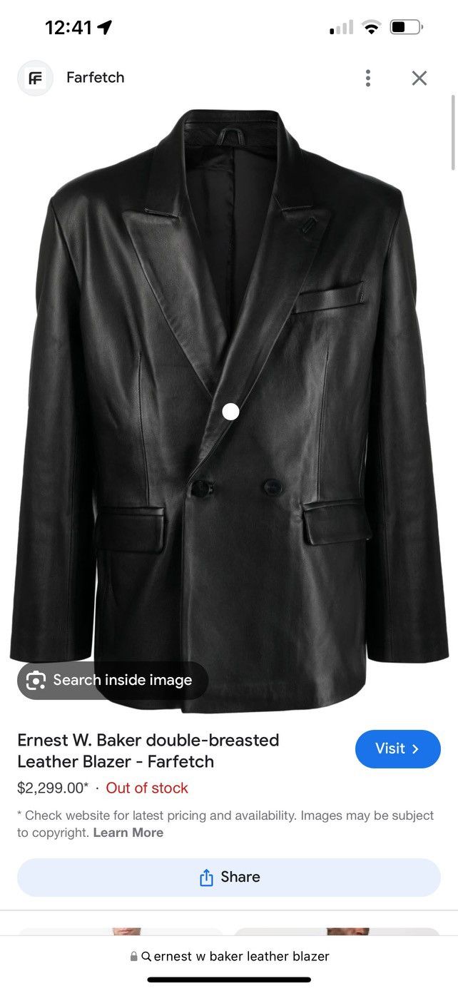 Double breasted leather blazer