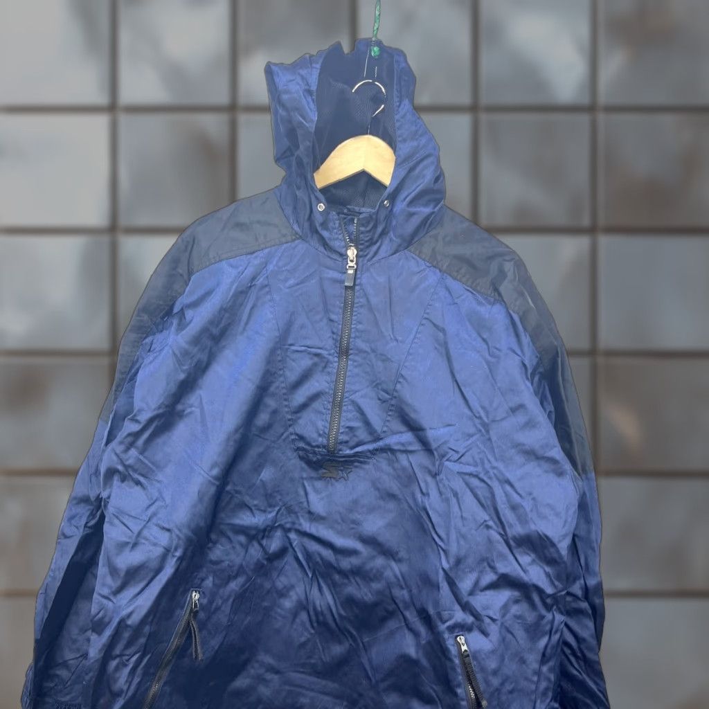 Starter VINTAGE Starter Jacket Windbreaker Pullover Hooded Anorak Nylon Blue Large Mens Size US L / EU 52-54 / 3 - 1 Thumbnail