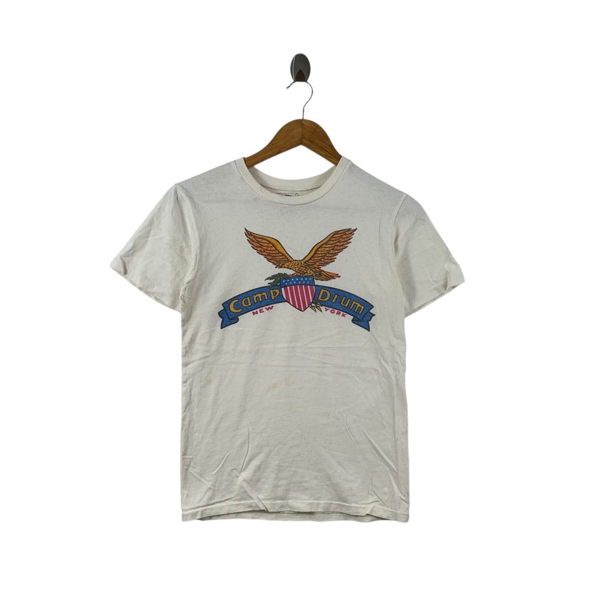 Vintage Vintage MIXTA HAND PRINTING Camp Drum New York Tee Shirt Top Size US XS / EU 42 / 0 - 1 Thumbnail