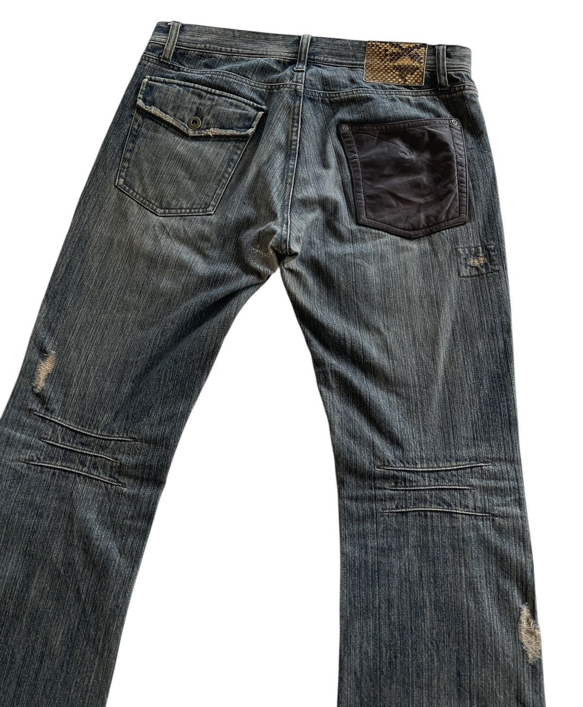 Japanese Brand Crazy Distressed Patchwork Flare Denim Size US 34 / EU 50 - 9 Thumbnail