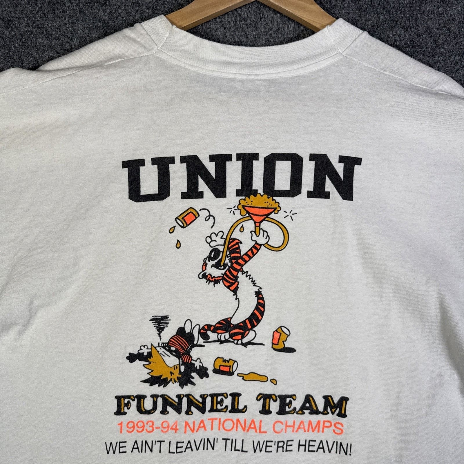 Vintage Calvin Hobbes Shirt XL White 90s Beer Funny Parody