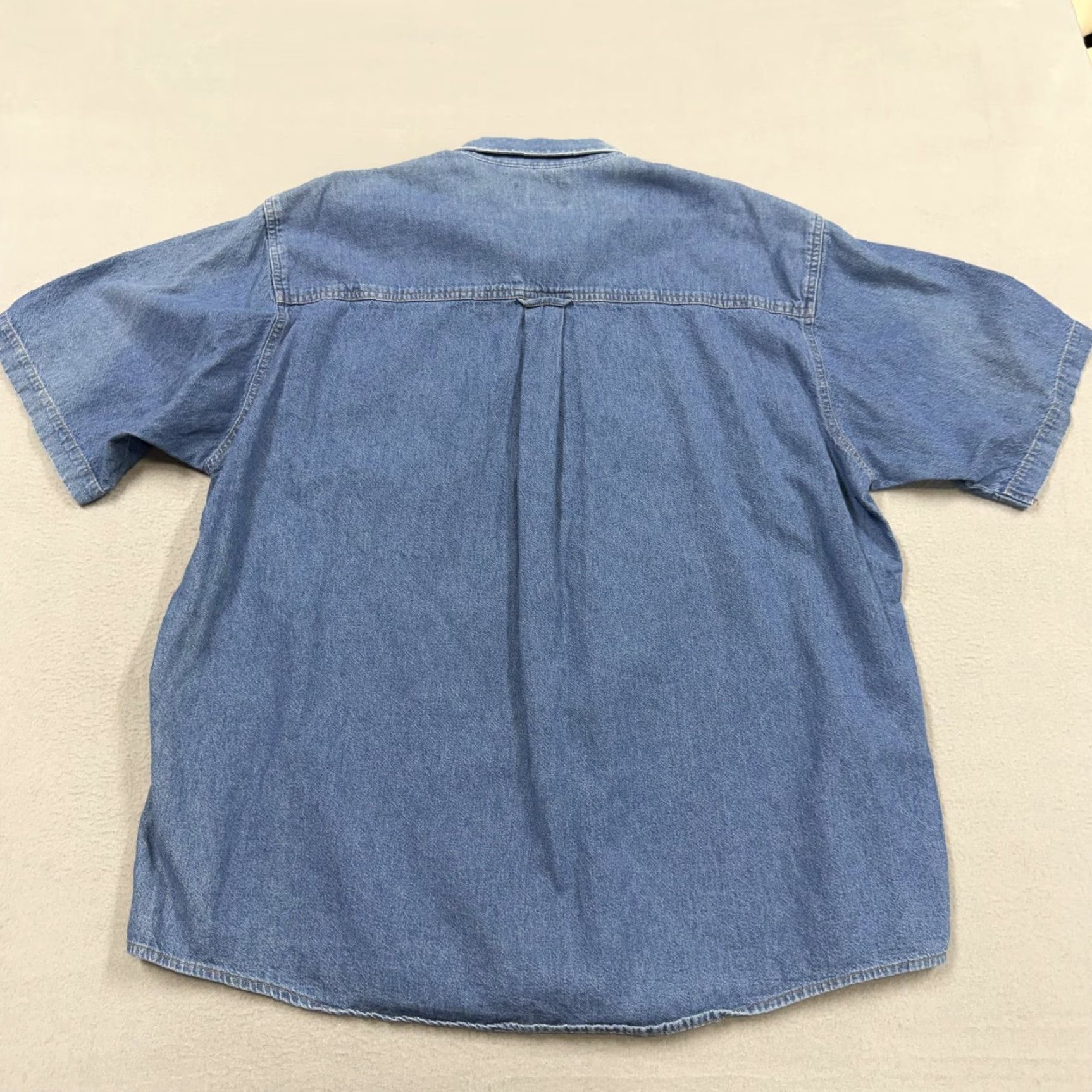 Vintage Three Rivers Shirt Mens XL Blue Denim Coppertone Embroidered Button Short Sleeve Size US XL / EU 56 / 4 - 4 Thumbnail