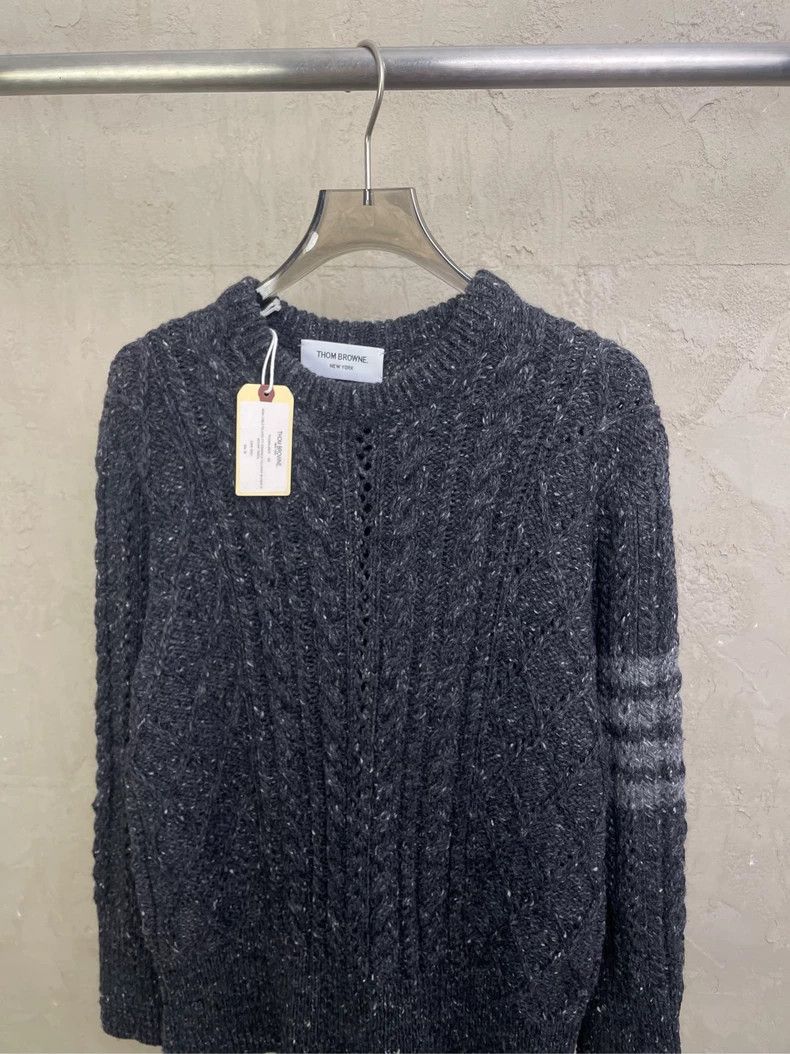 Thom Browne Thom Browne Dark grey thick round neck wool sweater Size XS / US 0-2 / IT 36-38 - 2 Thumbnail