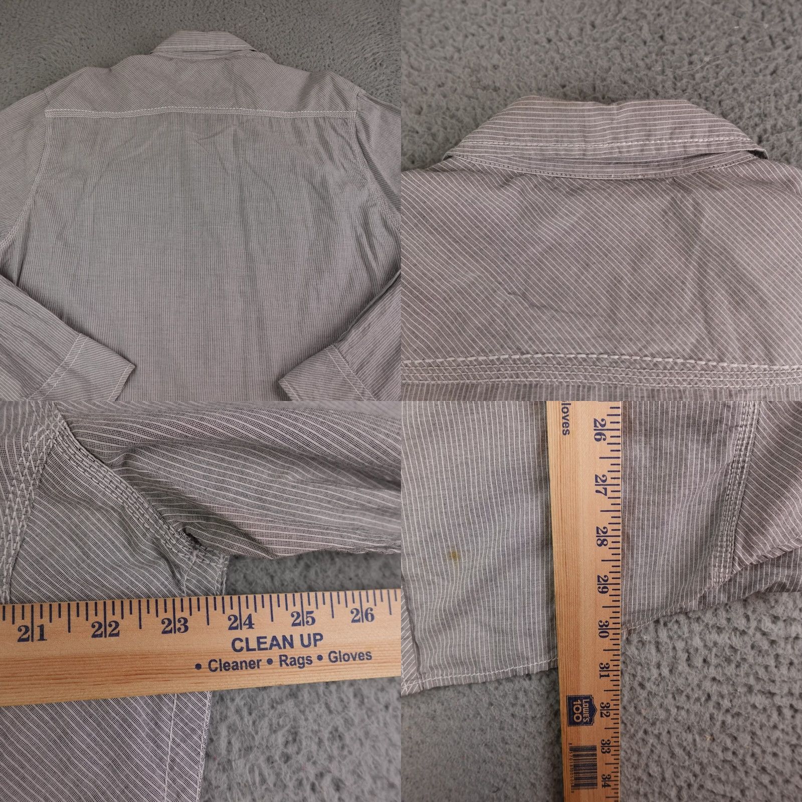BKE Mens BKE Shirt Gray White Striped Athletic Fit Long Sleeve Button XL Size US XL / EU 56 / 4 - 10 Thumbnail