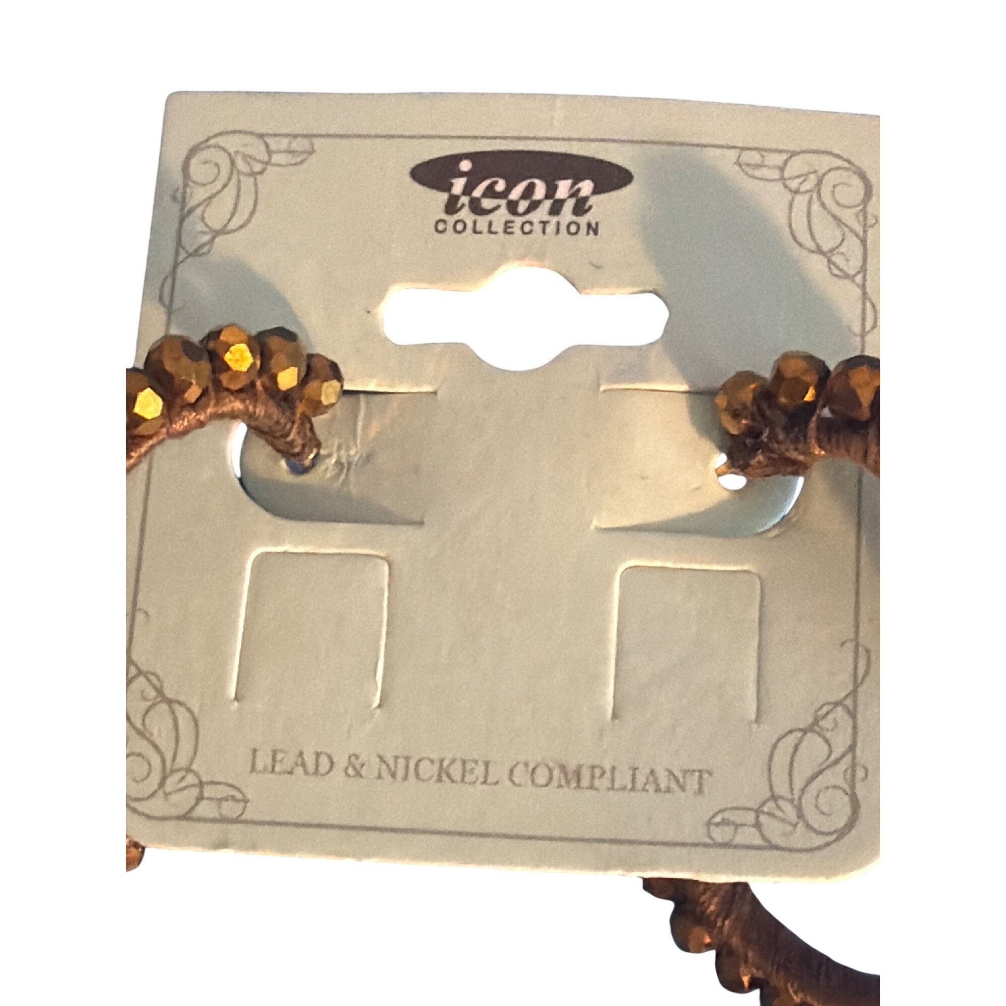 Other Copper Tone Beaded Hoop Earrings Icon Collection 2" Pierced Size ONE SIZE - 3 Thumbnail