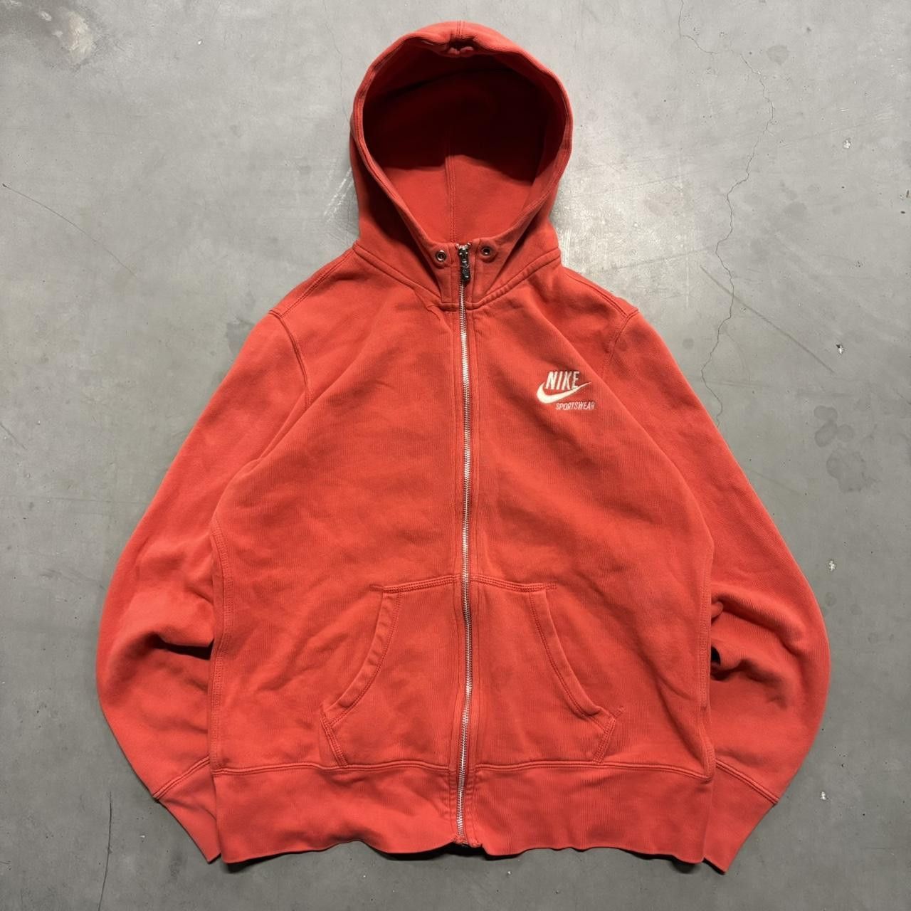 Nike × Vintage Crazy Vintage Y2K/2000s Nike Red Peachy Nike ZipUp Hoodie! Size US XL / EU 56 / 4 - 1 Thumbnail