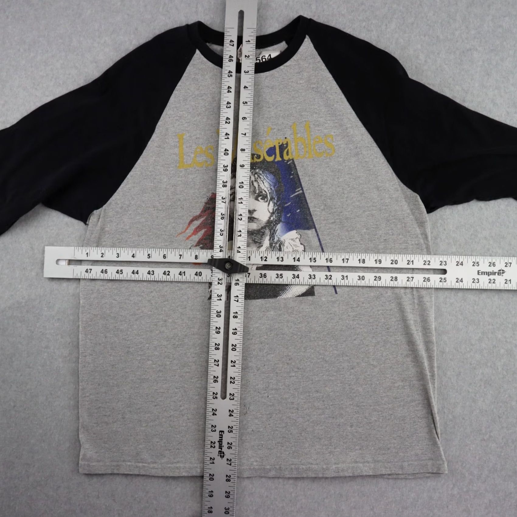 Anvil Les Misérables Adult Shirt L Gray Double-Sided Graphic Raglan ANVIL Mens Size US L / EU 52-54 / 3 - 4 Thumbnail