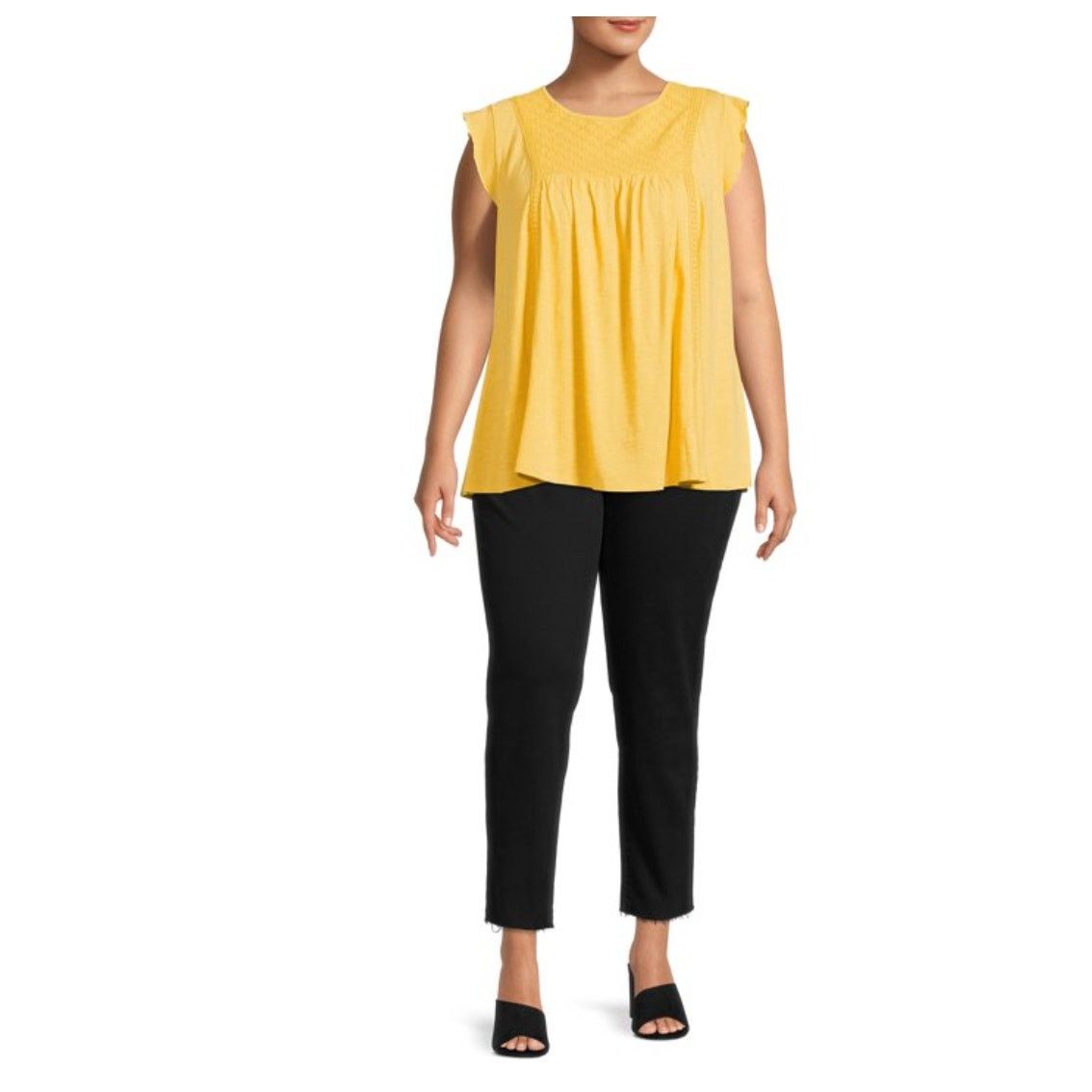 Other Terra & Sky Women's Plus Size Eyelet Trim Flutter Sleeve Top Size L / US 10 / IT 46 - 3 Thumbnail