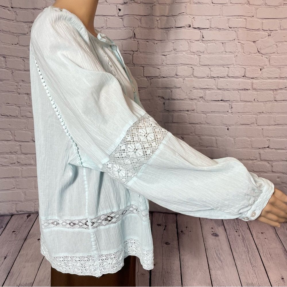 Chicos NWT New Chico's Mint Cotton Crochet Trim Tassel Long Sleeve Size XL / US 12-14 / IT 48-50 - 6 Thumbnail