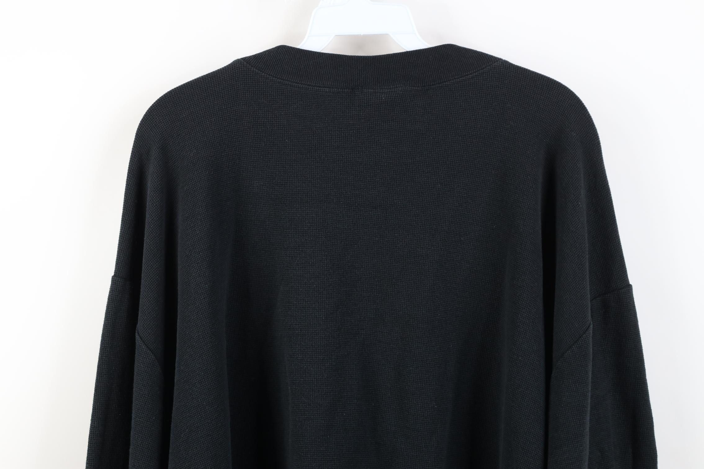 Vintage Vintage 90s Streetwear Thermal Knit Sweatshirt Black USA Size US XXL / EU 58 / 5 - 13 Thumbnail