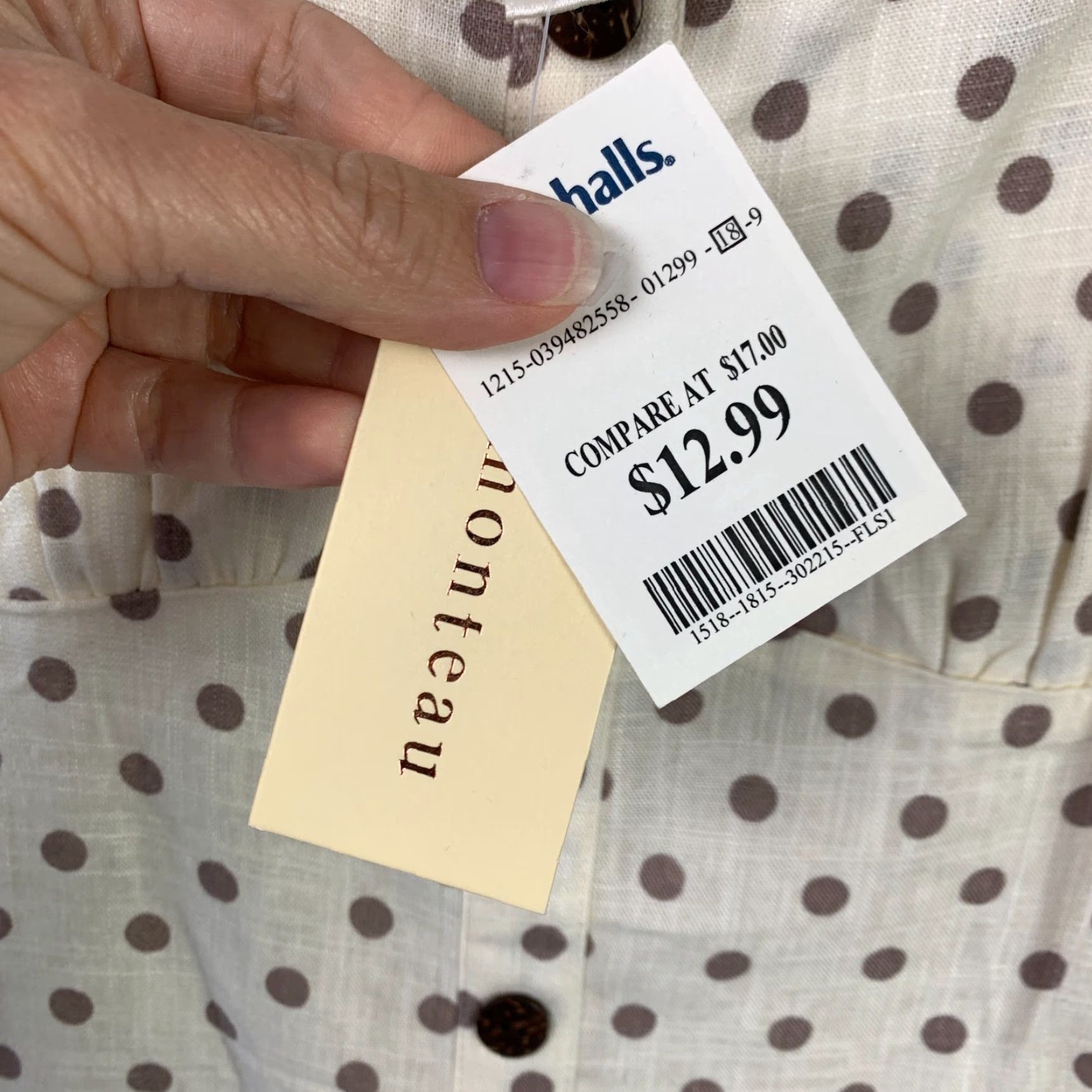 Vintage Monteau Los Angeles Brown Pinup Polka Dot Puff Sleeve Blouse Shirt Medium NWT Linen Rayon Ivory Short Sleeve Ladies Regular Size M / US 6-8 / IT 42-44 - 3 Thumbnail