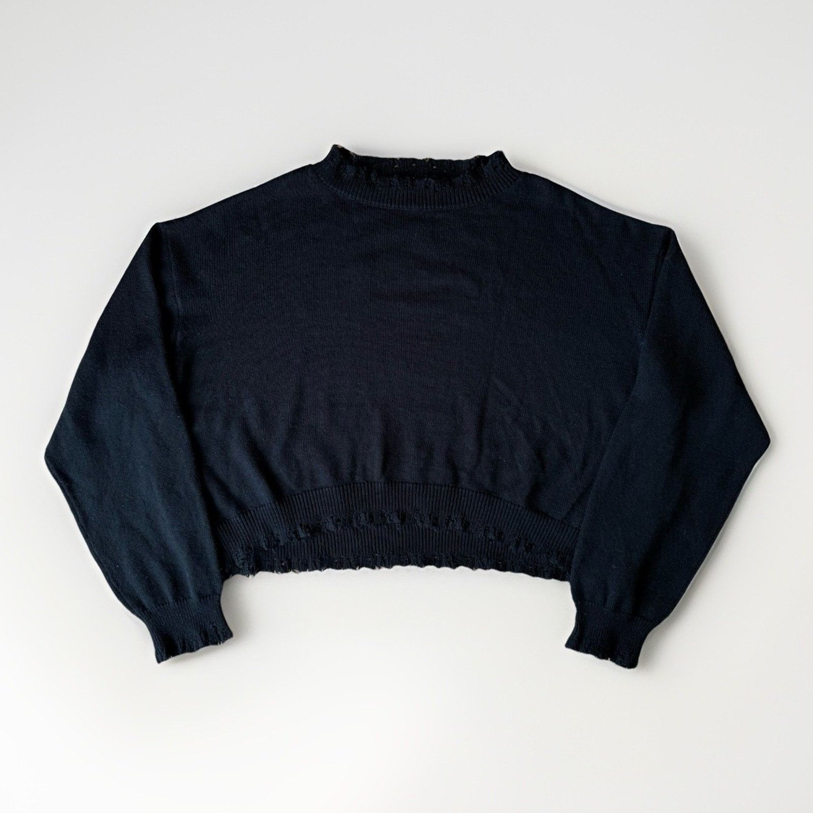 Bare Knuckles Bare Knuckles Cropped Wool Cashmere Sweater Large Black Size US L / EU 52-54 / 3 - 1 Thumbnail