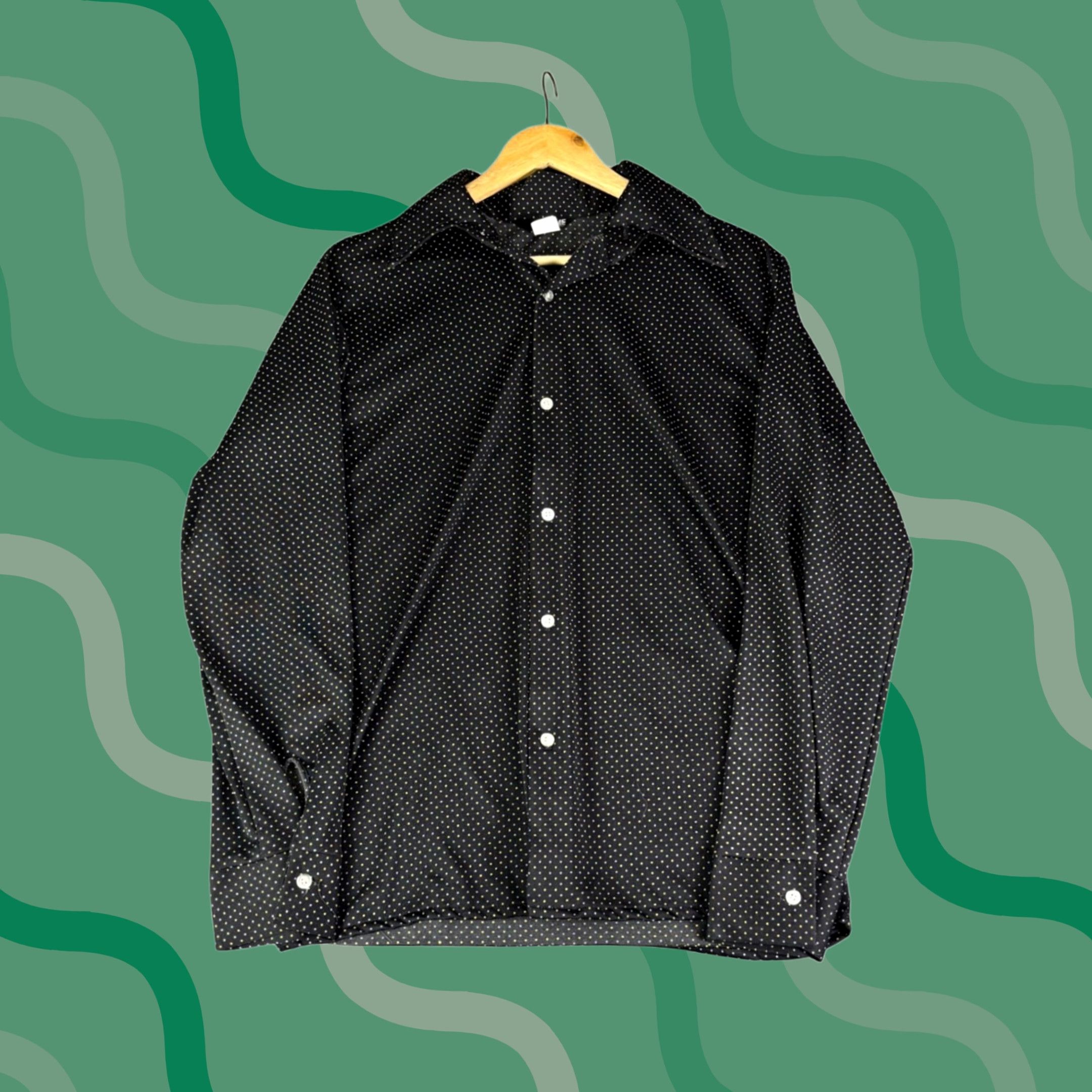 Vintage VINTAGE Chrome Polka Dot Button-Up Shirt Womens L Black 70s 80s UPC: validade Size L / US 10 / IT 46 - 1 Thumbnail