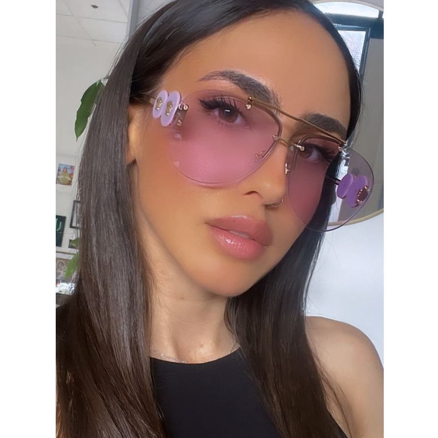 image of New Versace Ve2250 Aviator Sunglasses In Gold Lilac, Men's