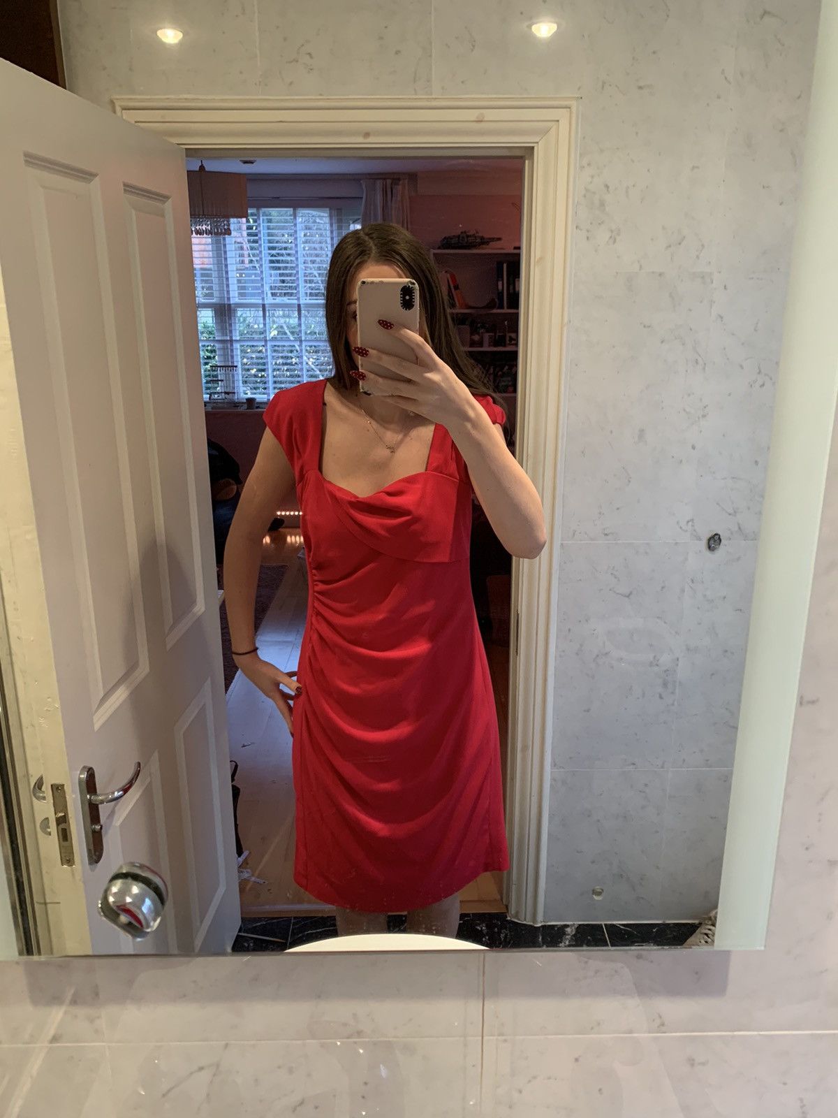 LK Bennett LK Bennett Red Mid-Length Dress Size L / US 10 / IT 46 - 3 Thumbnail