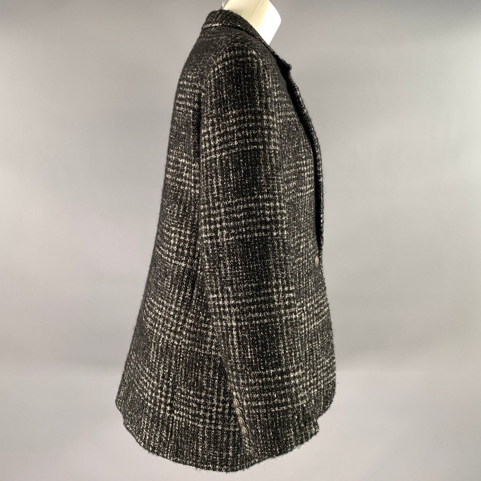 The Kooples THE KOOPLES Size 6 Black White Wool Blend Notch Lapel Jacket Size M / US 6-8 / IT 42-44 - 3 Thumbnail