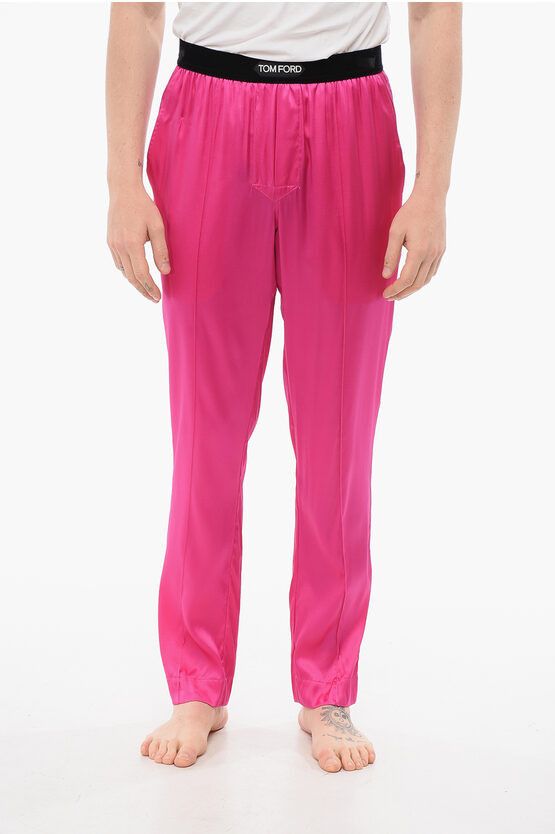 Tom Ford SILK SATIN PIJAMA PANTS WITH VELOUR DETAIL pink Size US 36 / EU 52 - 1 Thumbnail