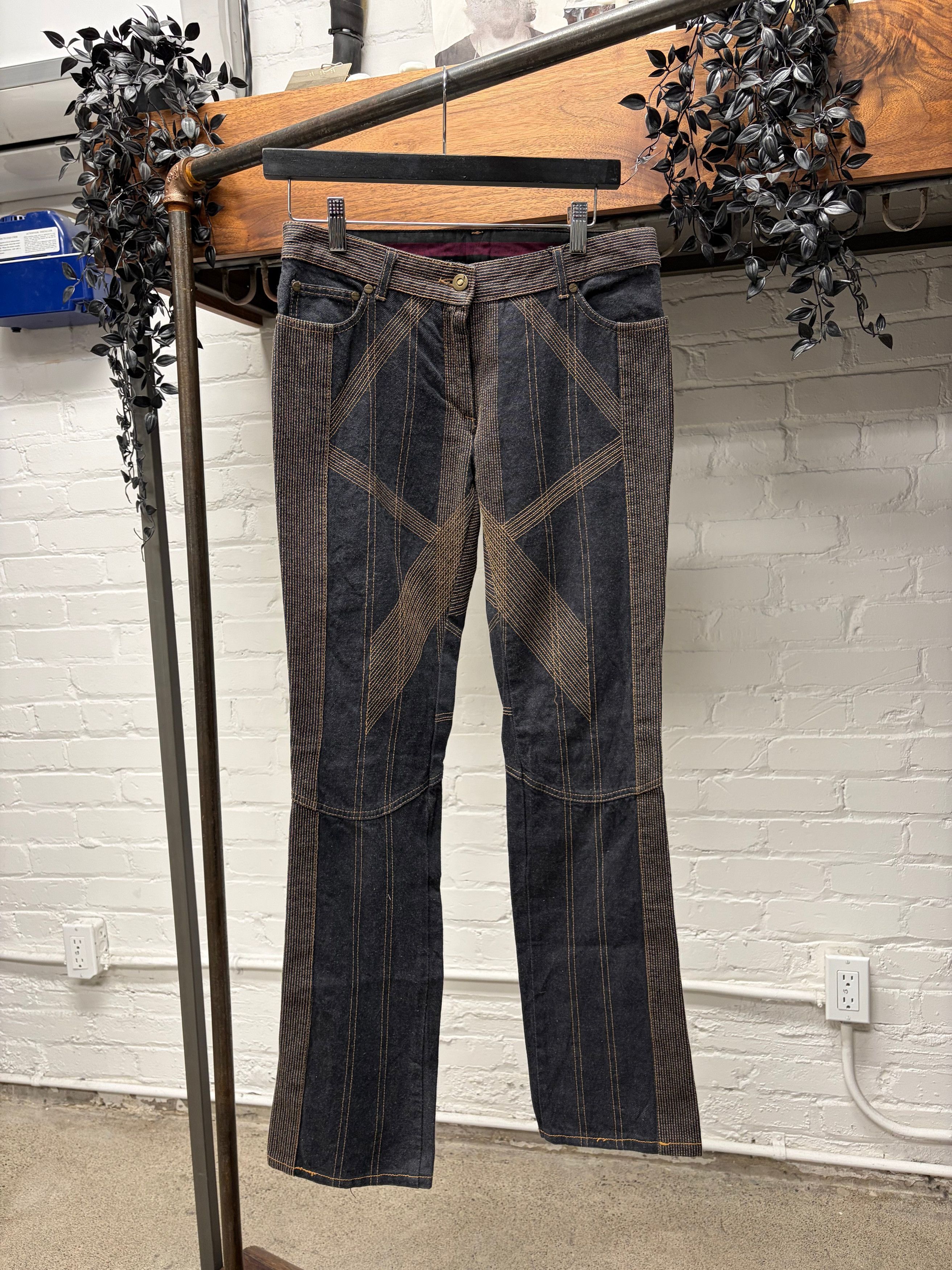 AW2002 Alexander McQueen Contrast Stitch Flared Denim