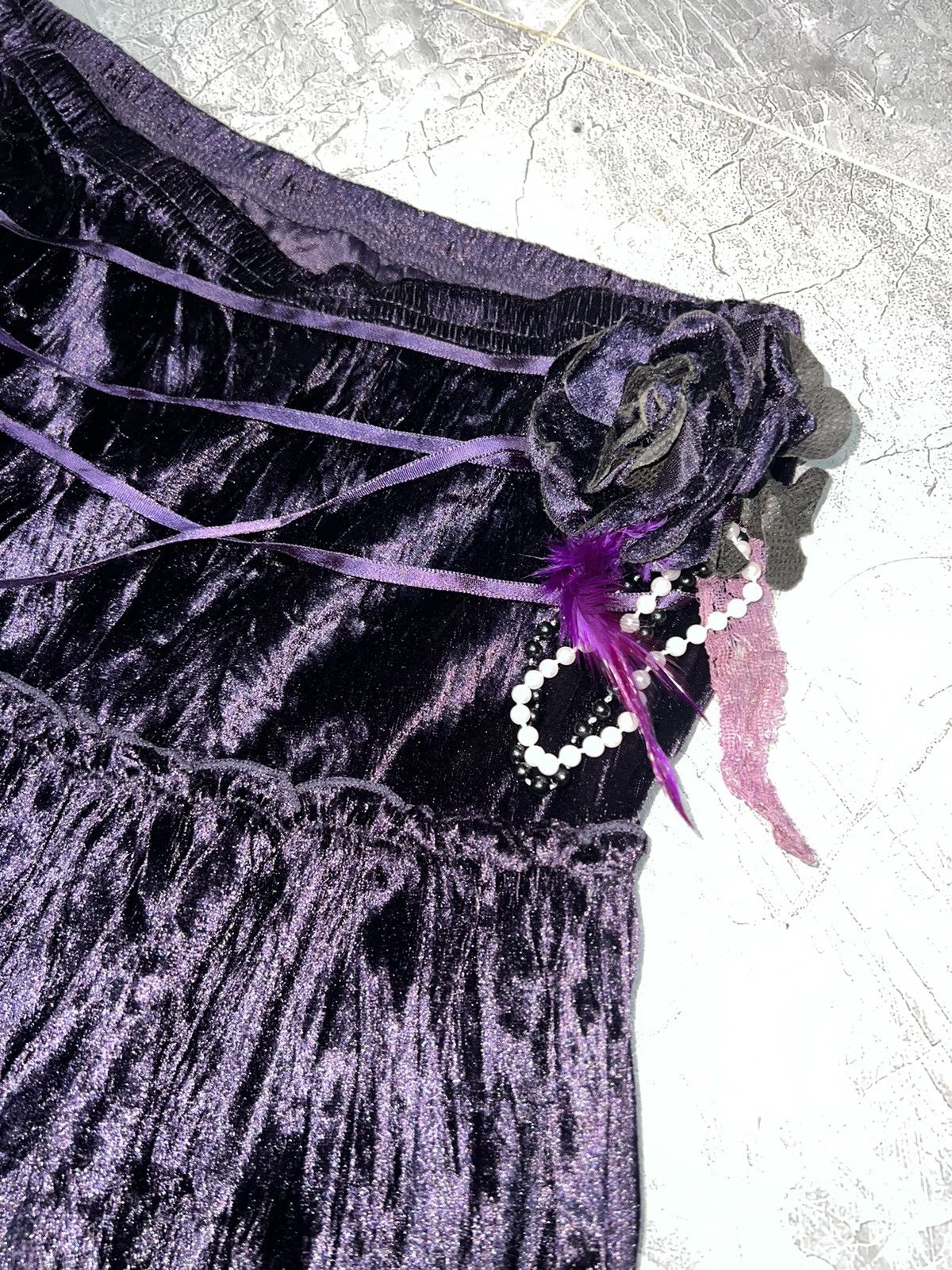 Ann Demeulemeester Dark Velvet gothic ruffle midi skirt 👾🥀 Size 26" / US 2 / IT 38 - 7 Thumbnail