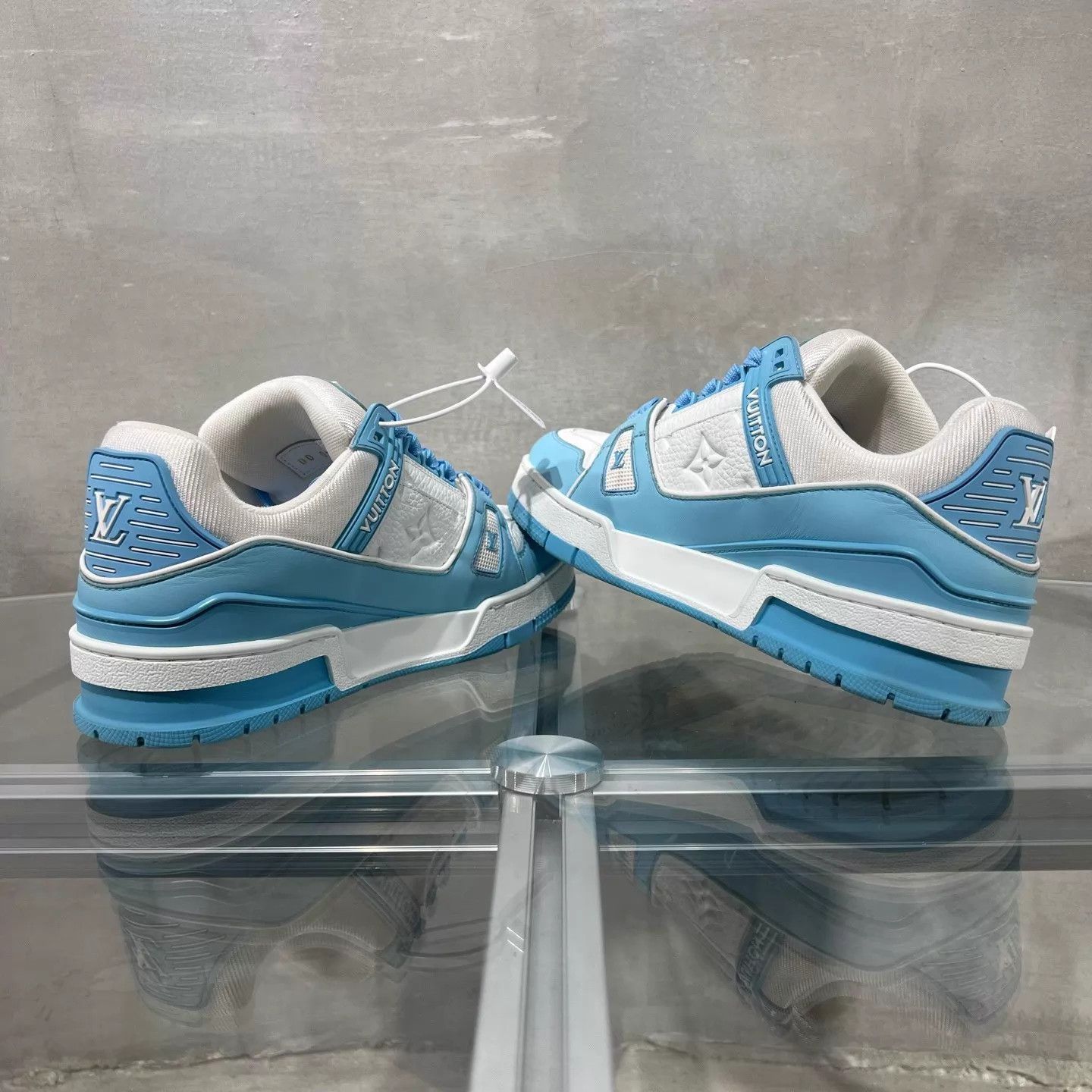 Louis Vuitton LV Trainer women's white and blue UK3 Size US 6.5 / IT 36.5 - 5 Thumbnail