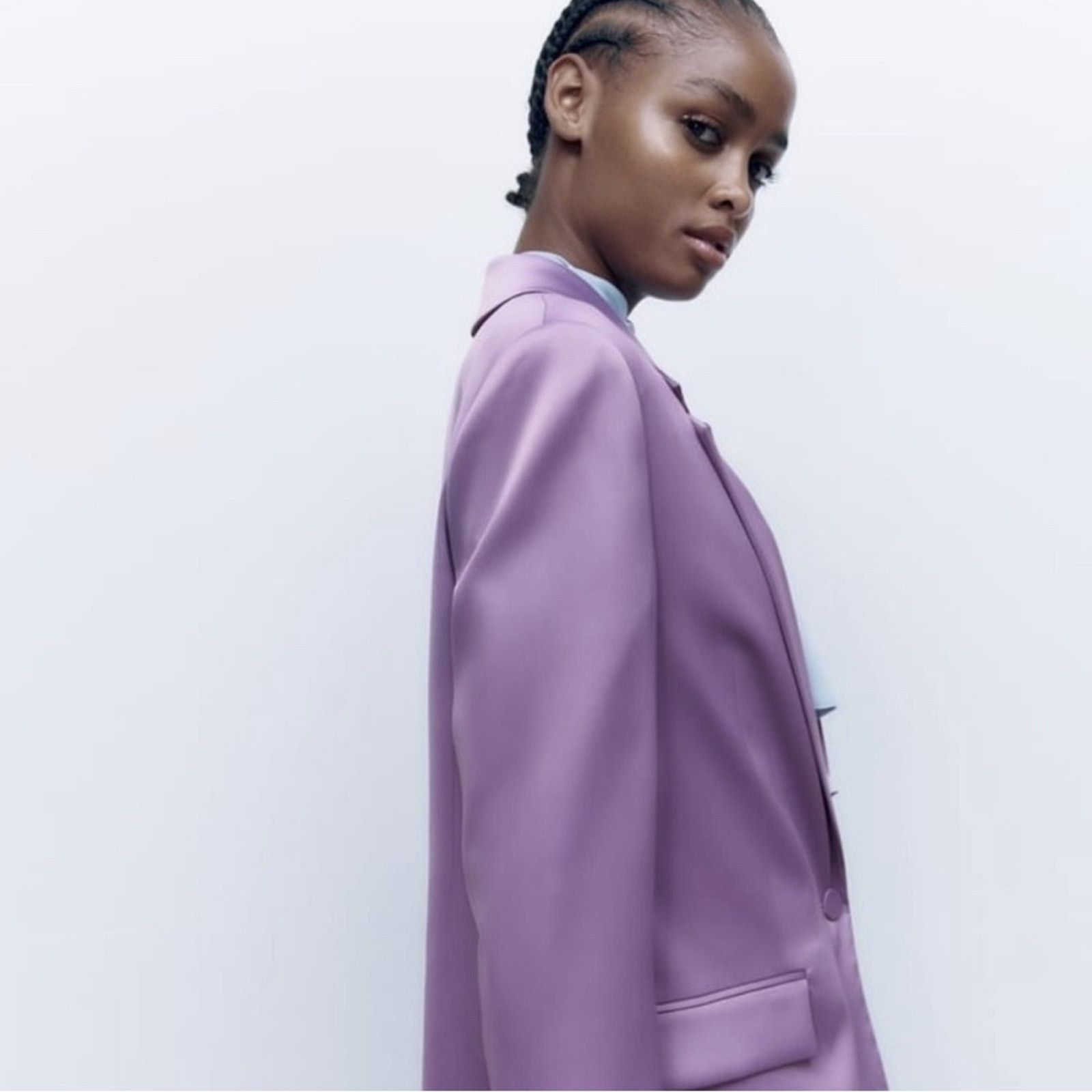 Zara ZARA SATIN EFFECT BLAZER LILAC Size XS / US 0-2 / IT 36-38 - 19 Thumbnail