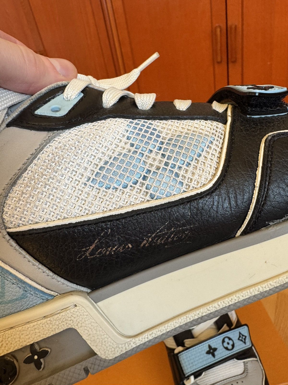 Louis Vuitton Louis Vuitton LV Trainer Velcro Strap Black Blue Grey Size US 9.5 / EU 42-43 - 12 Thumbnail