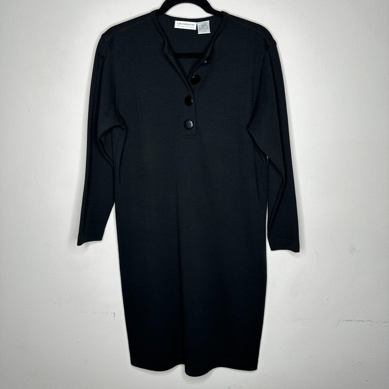 Other Liz Claiborne Black Henley V-Style 3/4 Sleeve Wool Dress M Size M / US 6-8 / IT 42-44 - 11 Thumbnail