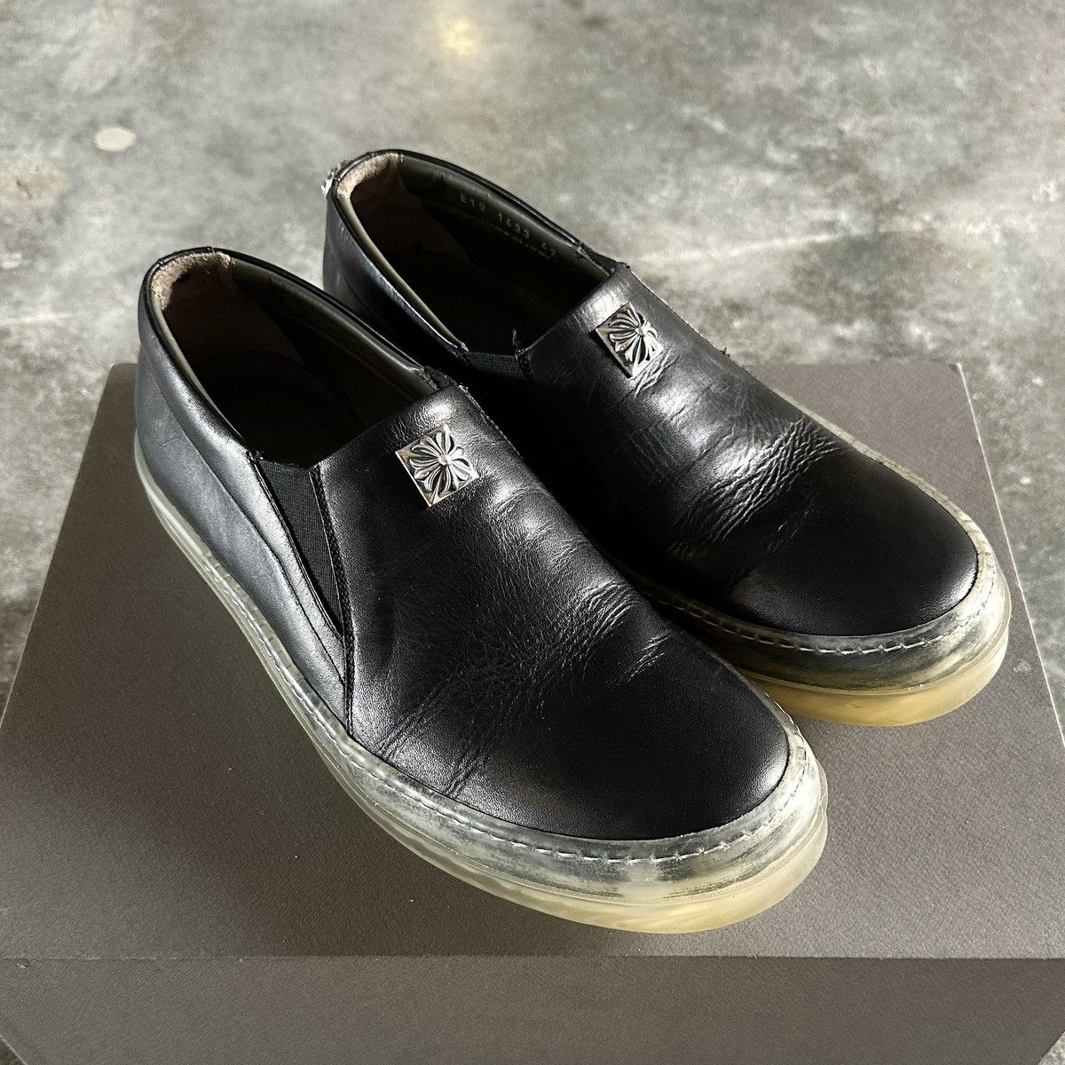 Chrome Hearts × Rick Owens 1/1 Pyramid Stud Special Order Leather No Cap Boat Sneakers Size US 9.5 / EU 42-43 - 2 Thumbnail