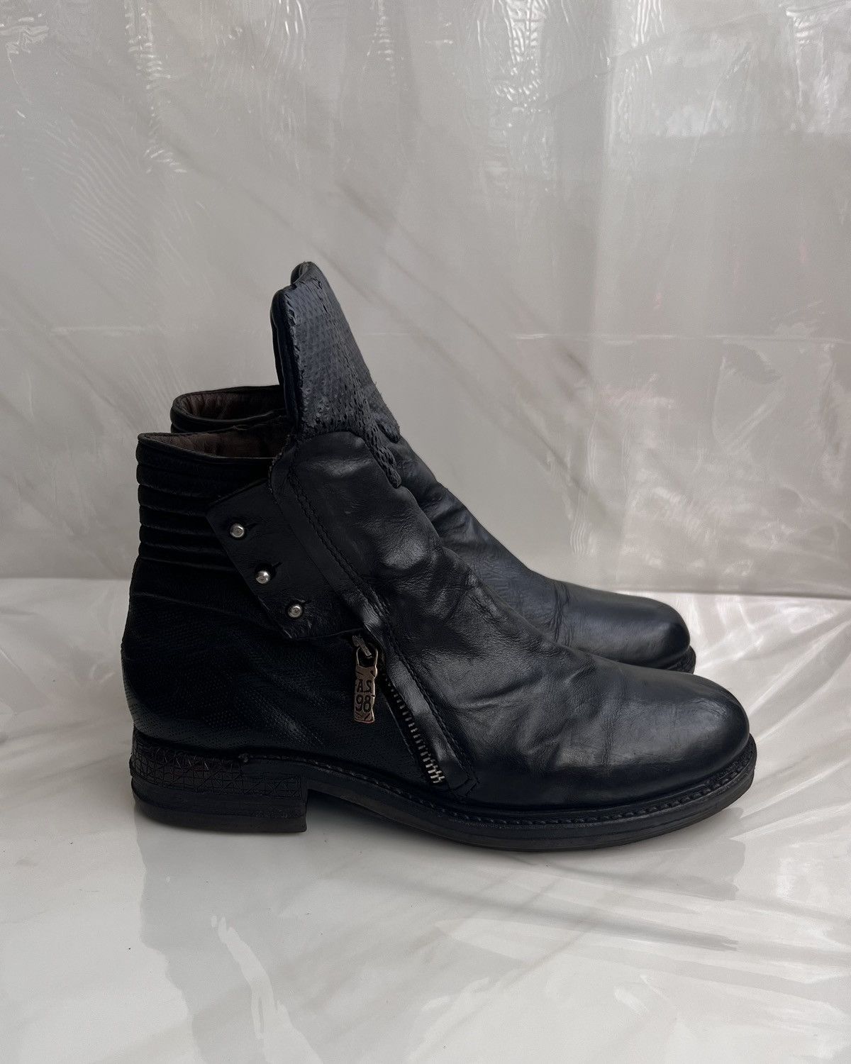 A.S.98 As 98 Airstep Zipper Boho Black Biker distressed boot Size US 8 / IT 38 - 4 Thumbnail