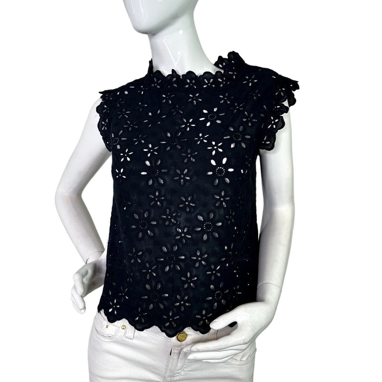 Kate Spade Kate Spade Daisy Eyelet Top size 2 Black Size XS / US 0-2 / IT 36-38 - 6 Thumbnail