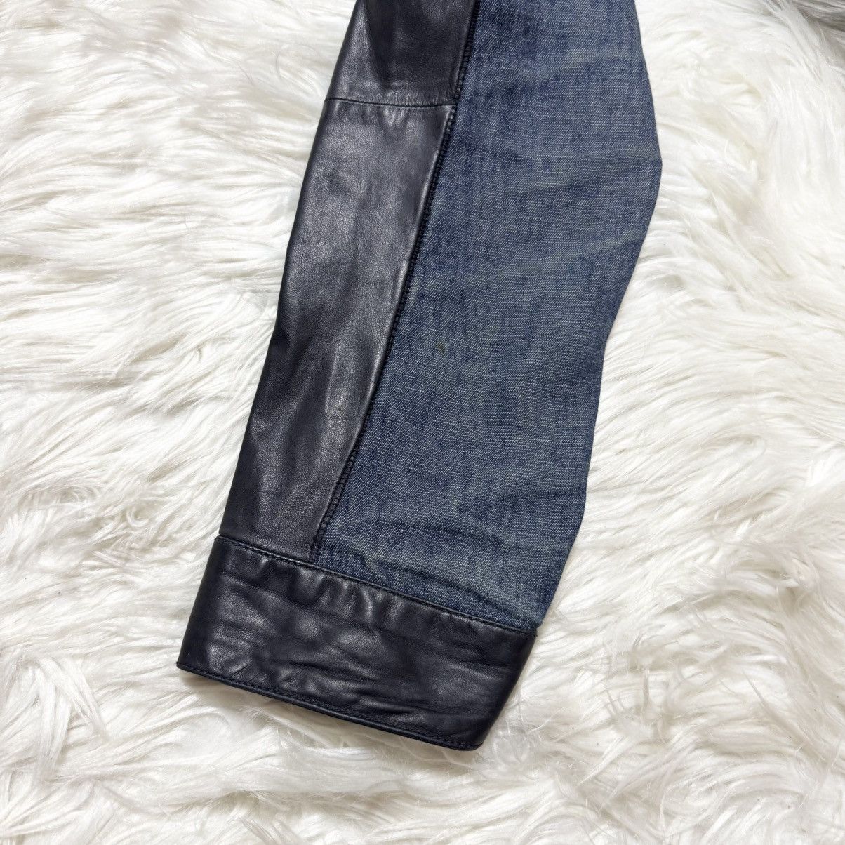 Bottega Veneta Bottega Veneta denim leather jacket size 50 black blue Size US M / EU 48-50 / 2 - 14 Thumbnail