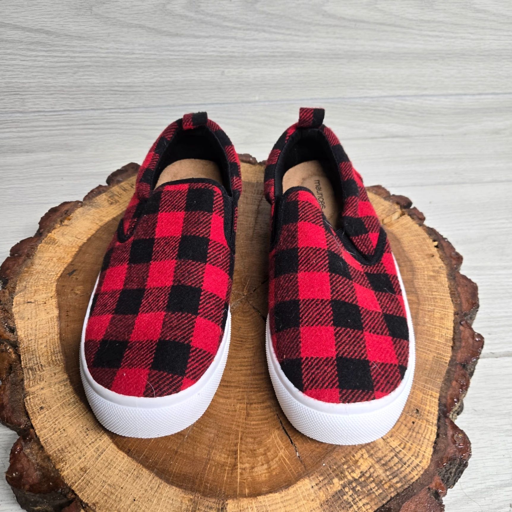 Vintage Maurices Red Plaid Moccasin Slippers Women’s 10M Faux Fur Comfort Size US 10 / IT 40 - 3 Thumbnail