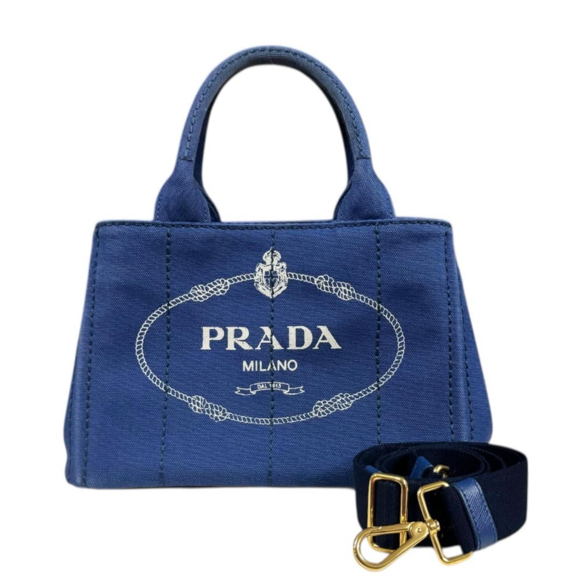 Prada Prada Canapa Tote SS Shoulder Bag, Canvas 1BG439 Blue, Women's, Used, 2-way Size ONE SIZE - 1 Thumbnail