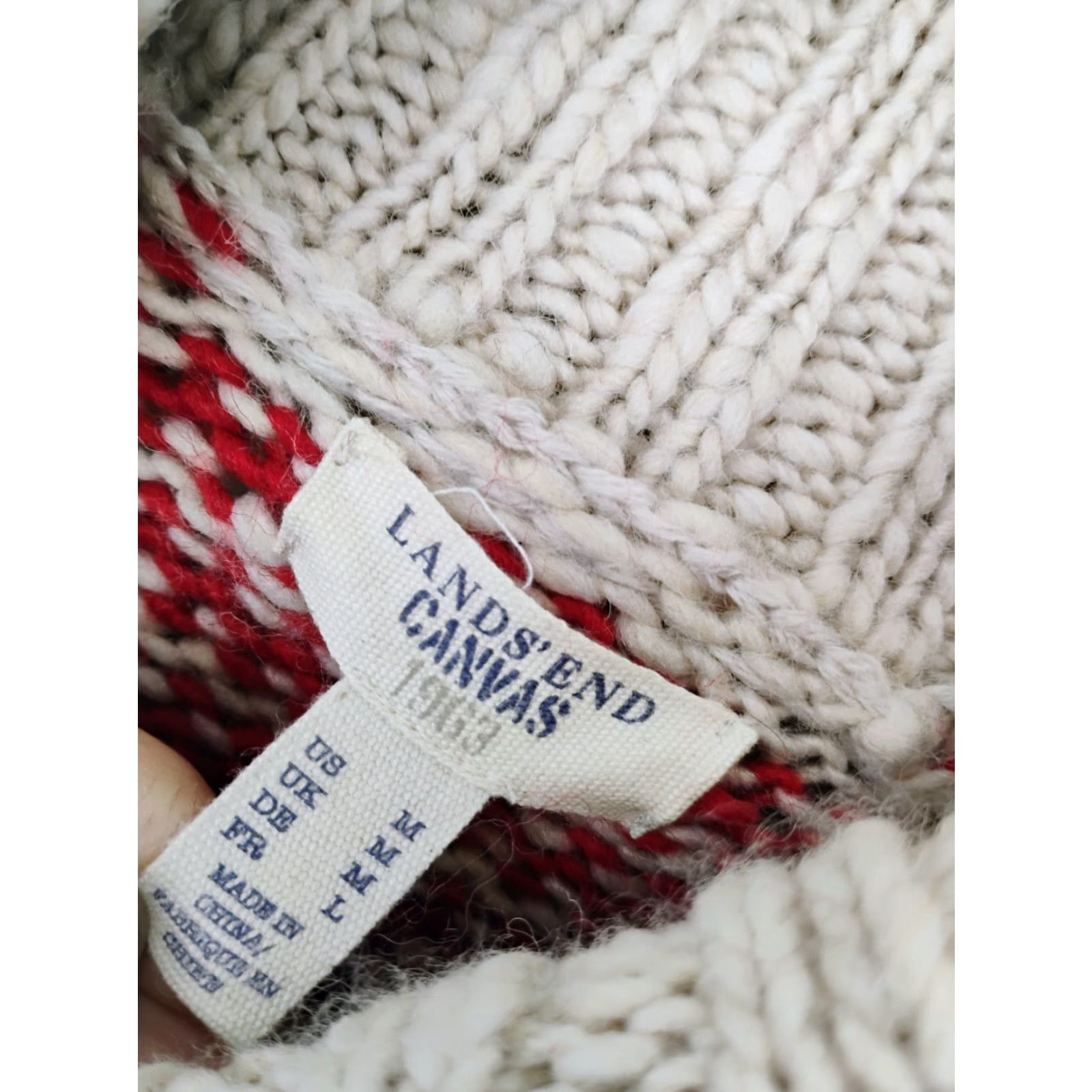 Lands' End VINTAGE Lands' End Wool Blend Turtle Neck Striped Knit Sweater Womens Medium Size M / US 6-8 / IT 42-44 - 4 Thumbnail