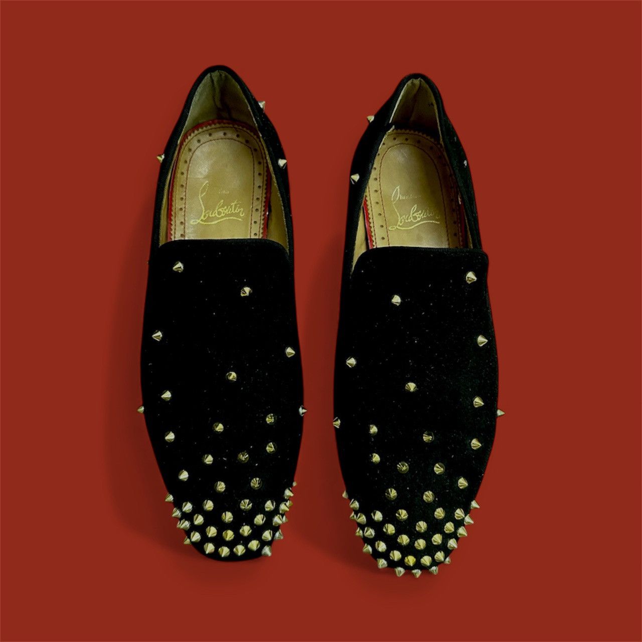 Christian Louboutin Black Suede Christian Louboutin Spikes Slip on Casual Loafer Size US 10 / EU 43 - 1 Thumbnail
