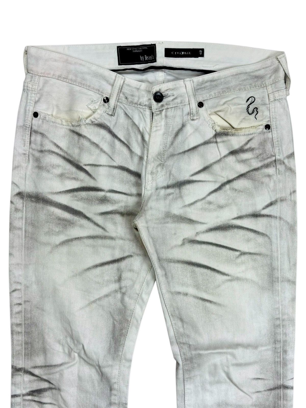 Yasuyuki Ishii 2000s Civarize - Waxed Clawmark Denim Pants Size US 29 - 4 Thumbnail
