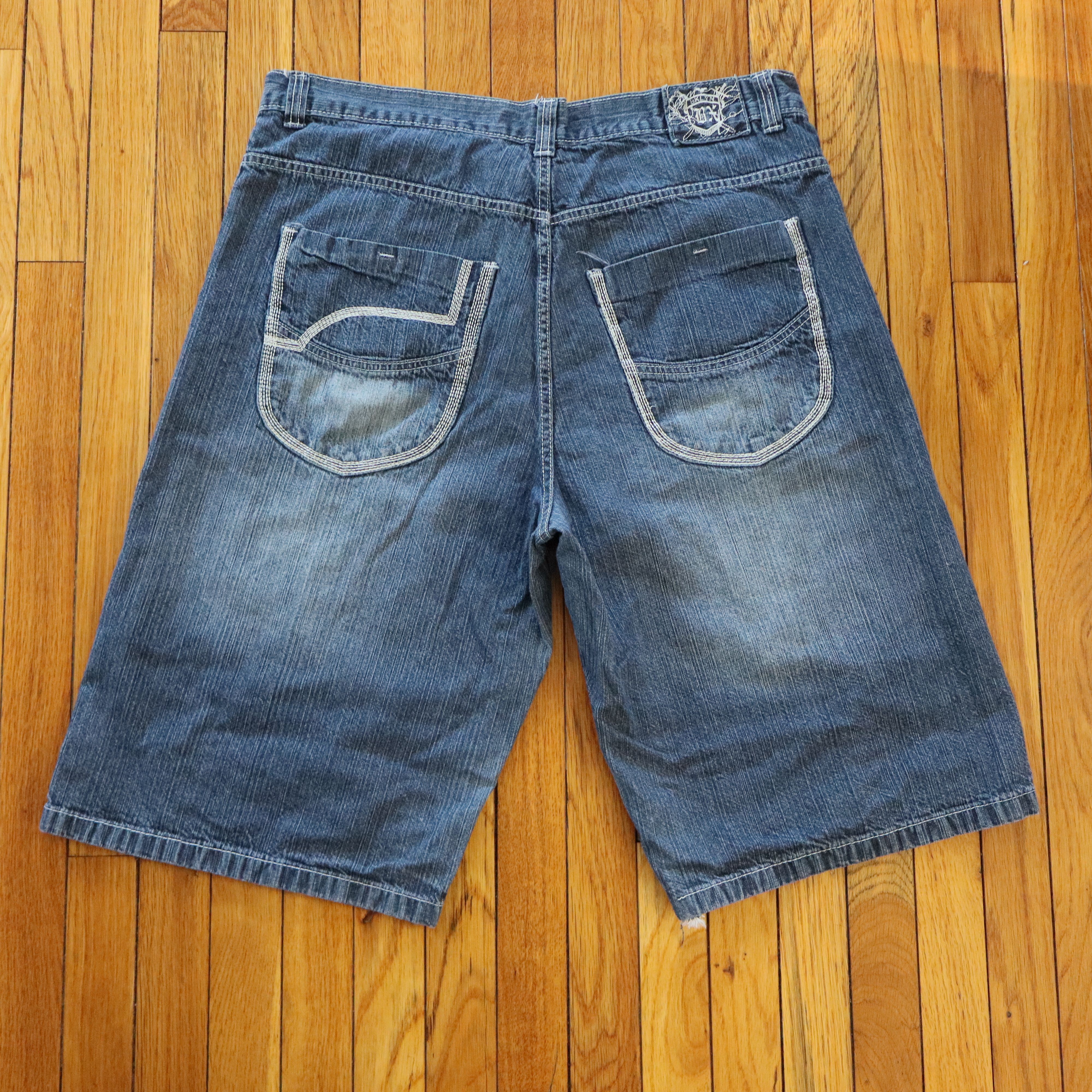 Ecko Unltd. × JNCO × Southpole Vintage 90s Baggy Skater Super Long Denim Shorts Jorts 39 40 Size US 40 / EU 56 - 1 Thumbnail