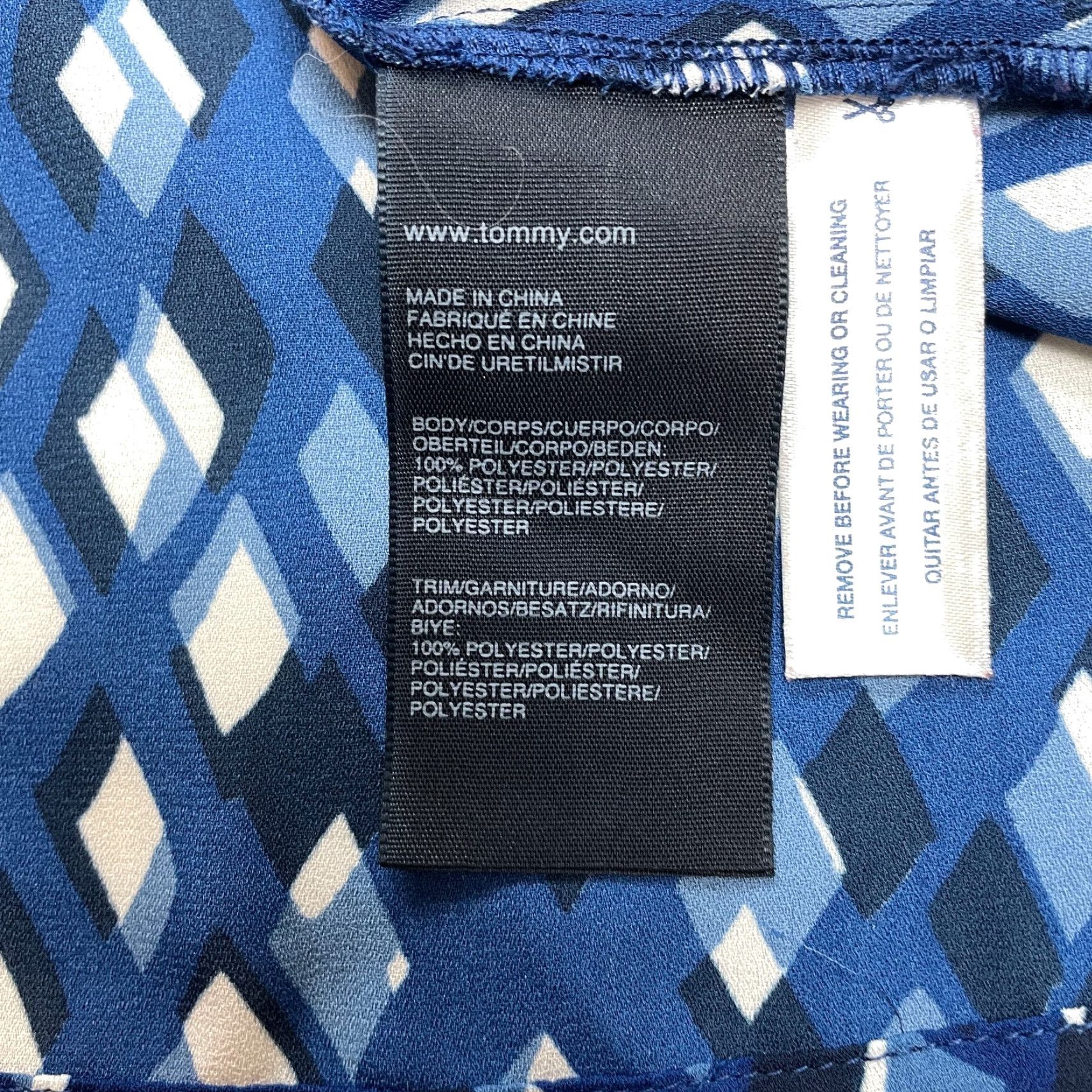 Tommy Hilfiger Tommy Hilfiger Blouse Womens XXS 2XS Blue Argyle Flutter Cap Sleeve Shirt Size XXS / US 00 / IT 34 - 7 Thumbnail