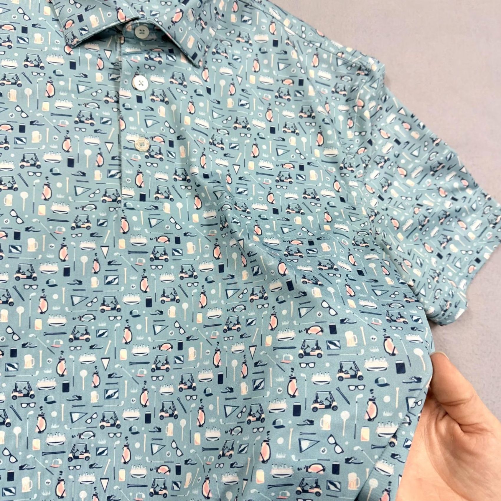 Southern Tide Southern Tide Polo Mens Small Golf Performance Short Sleeve Bev Cart Print Size US S / EU 44-46 / 1 - 2 Thumbnail