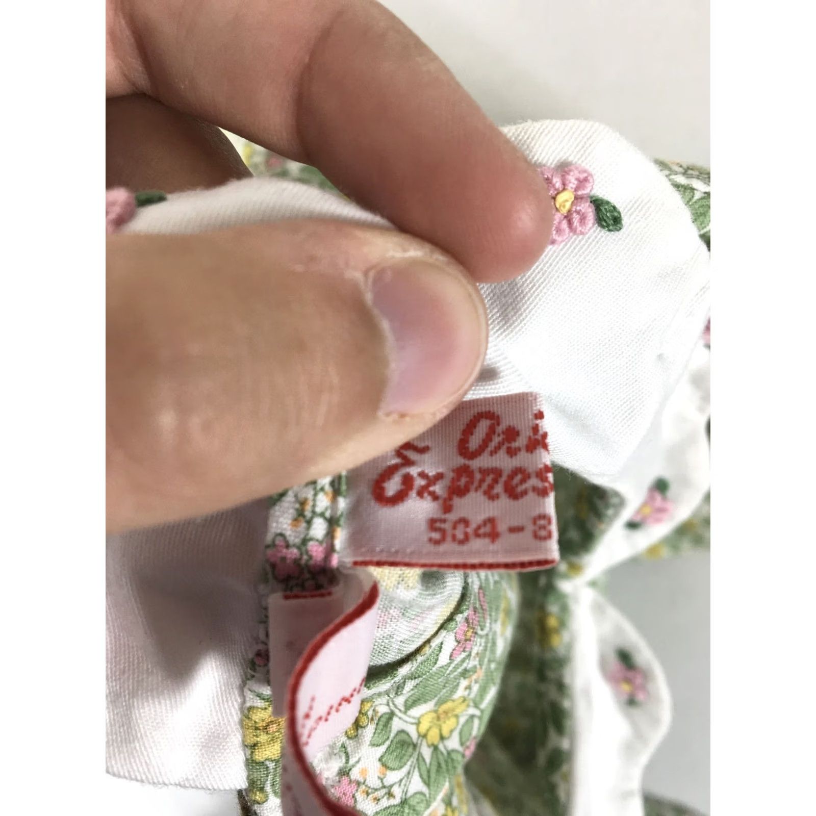 Vintage VINTAGE Orient Green Floral Bib Collar Romper with Buttons Girls 18 Months 1980s Cotton Long Sleeve Size ONE SIZE - 4 Thumbnail