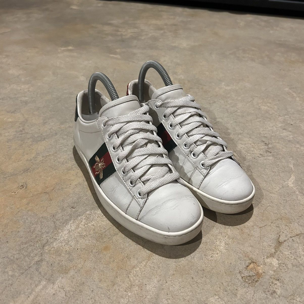 Designer × Gucci Gucci Ace Web Stripe Embroidered Bee Leather Shoes US 5 Size US 5 / EU 37 - 10 Thumbnail