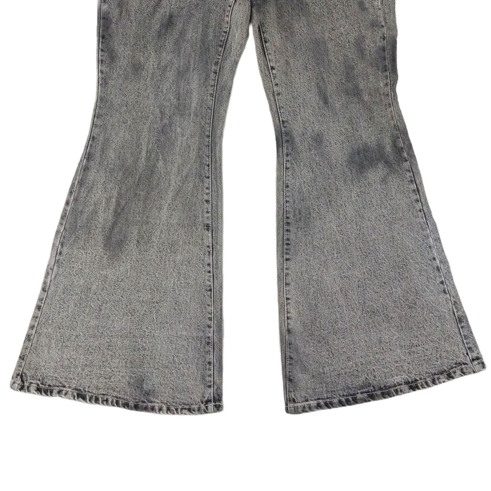 Other VENUS Women's 10 Black Acid Wash Denim Wide Flare Leg Jeans Size 32" / US 10 / IT 46 - 6 Thumbnail
