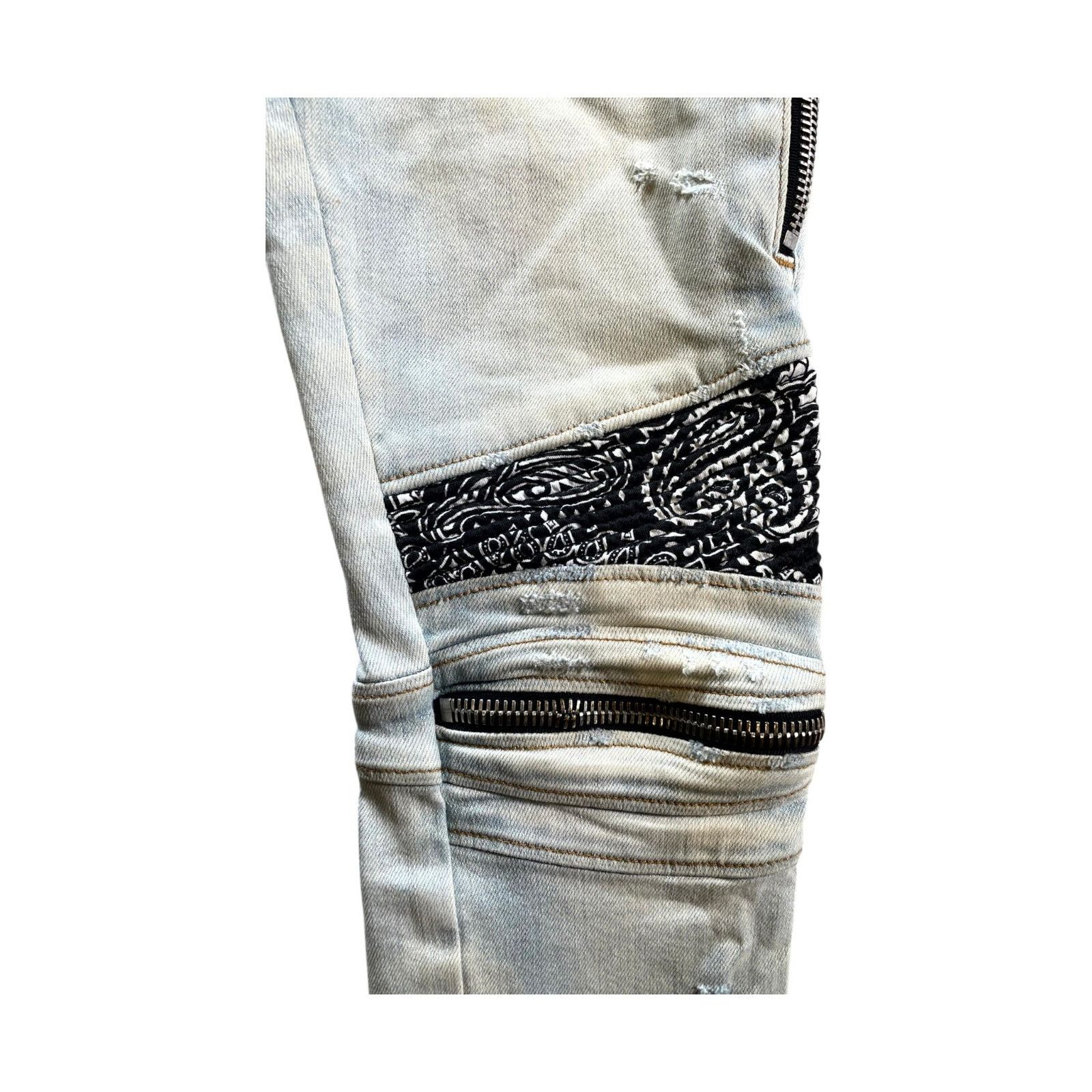 Amiri Amiri Paisley Patch Stone Wash & Black Jeans Size US 29 - 3 Thumbnail