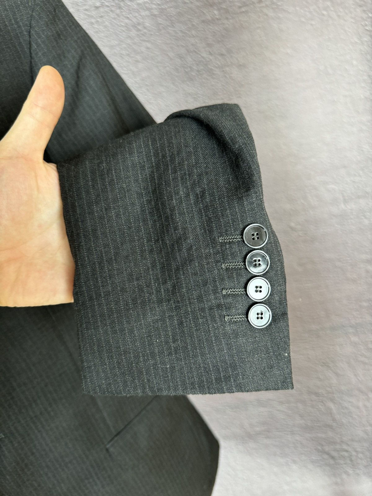 Paoloni Paoloni black graphite striped 2 button Quarantasei suit Size 36R - 10 Thumbnail