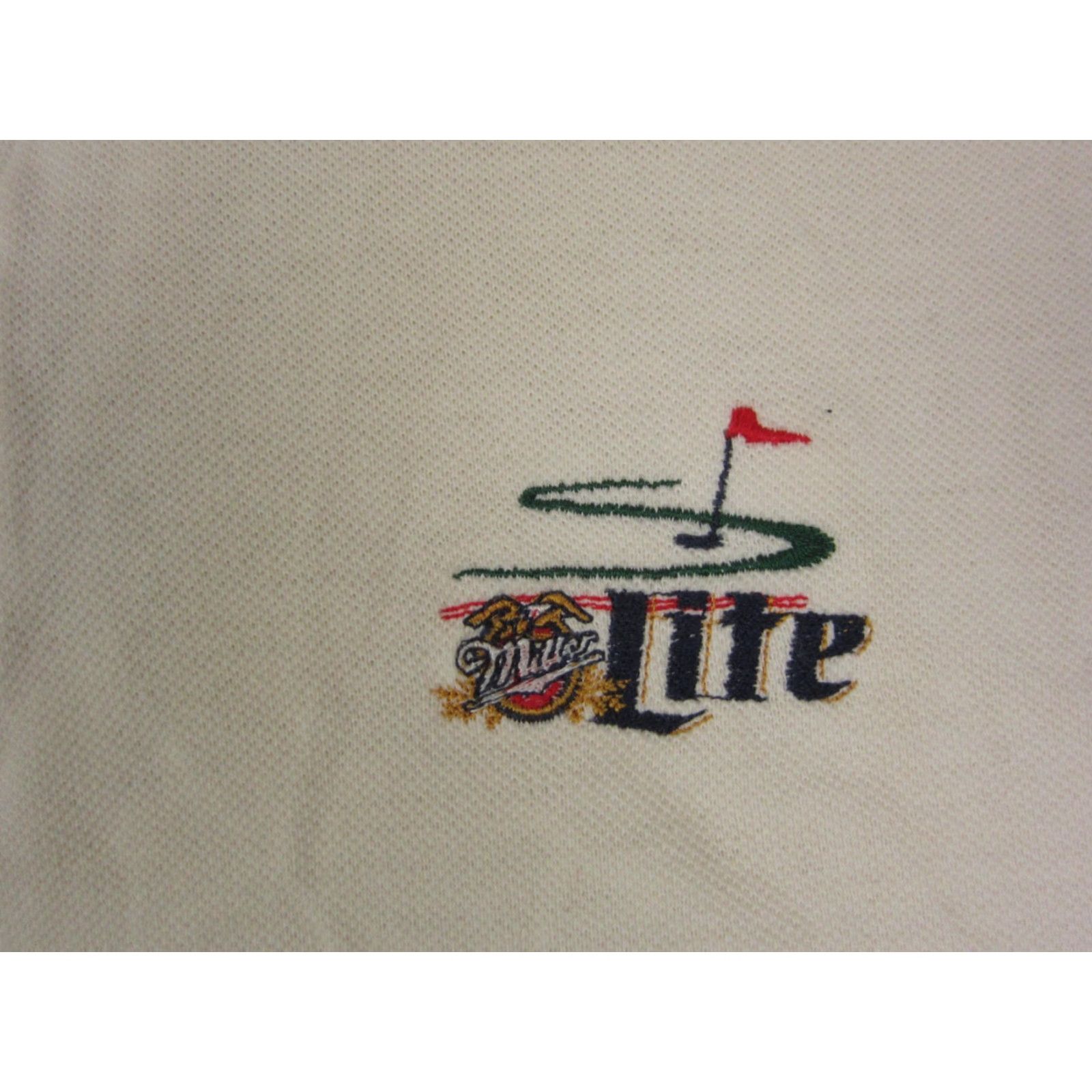 Port Authority Miller Lite Polo Shirt Adult XL White Port Authority Polo Mens 90s 80s Golf Rugby Casual Business Short Sleeve Knit Cotton Logo Spread Collar Size US XL / EU 56 / 4 - 6 Thumbnail